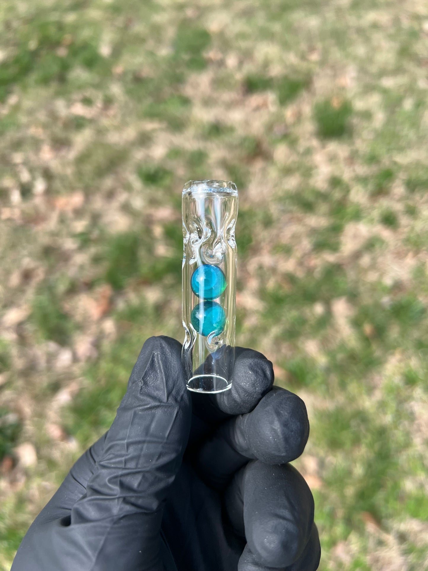 Frolic glass 2 marble Stem - Blue Waves Opal