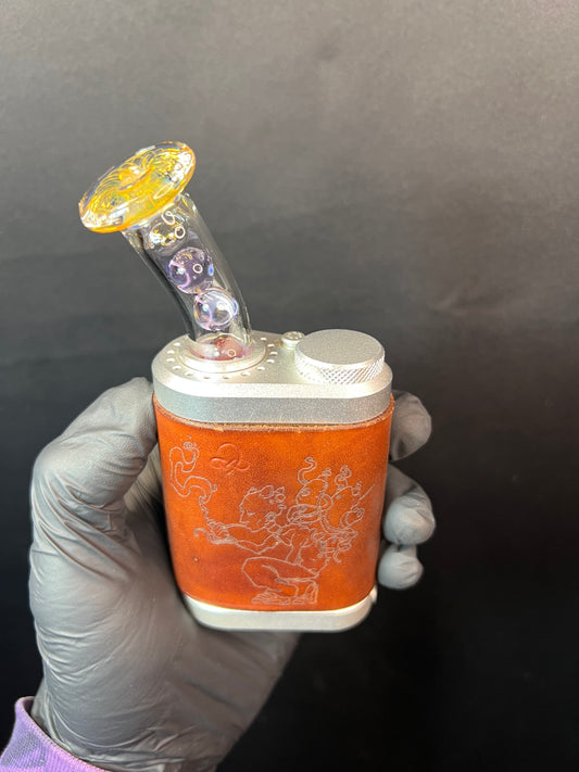 Tinymight Glass 4 Marble Stem w/blown Fume implosion mouthpiece - Purple