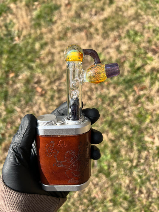 Tinymight Glass 3 Marble Stem implosion- Silver fume/ blackberry jam