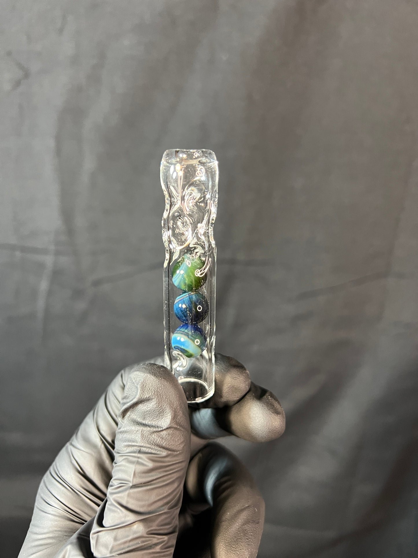 Tinymight Glass 3 Marble Stem w/dimpled mouthpiece - Blue Honey