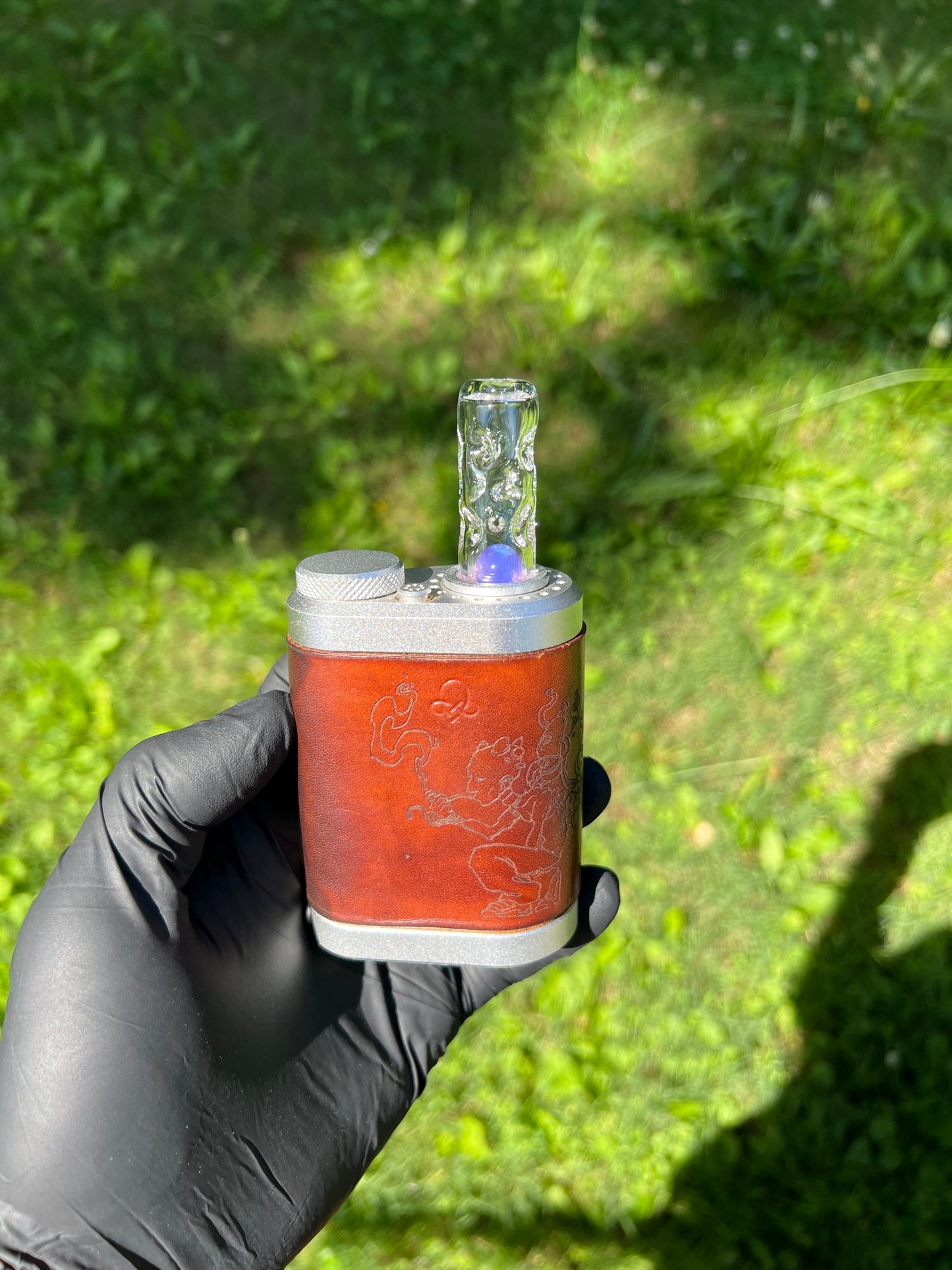 Tinymight Glass 2 Marble Stem w/dimpled mouthpiece - Amethyst Opal