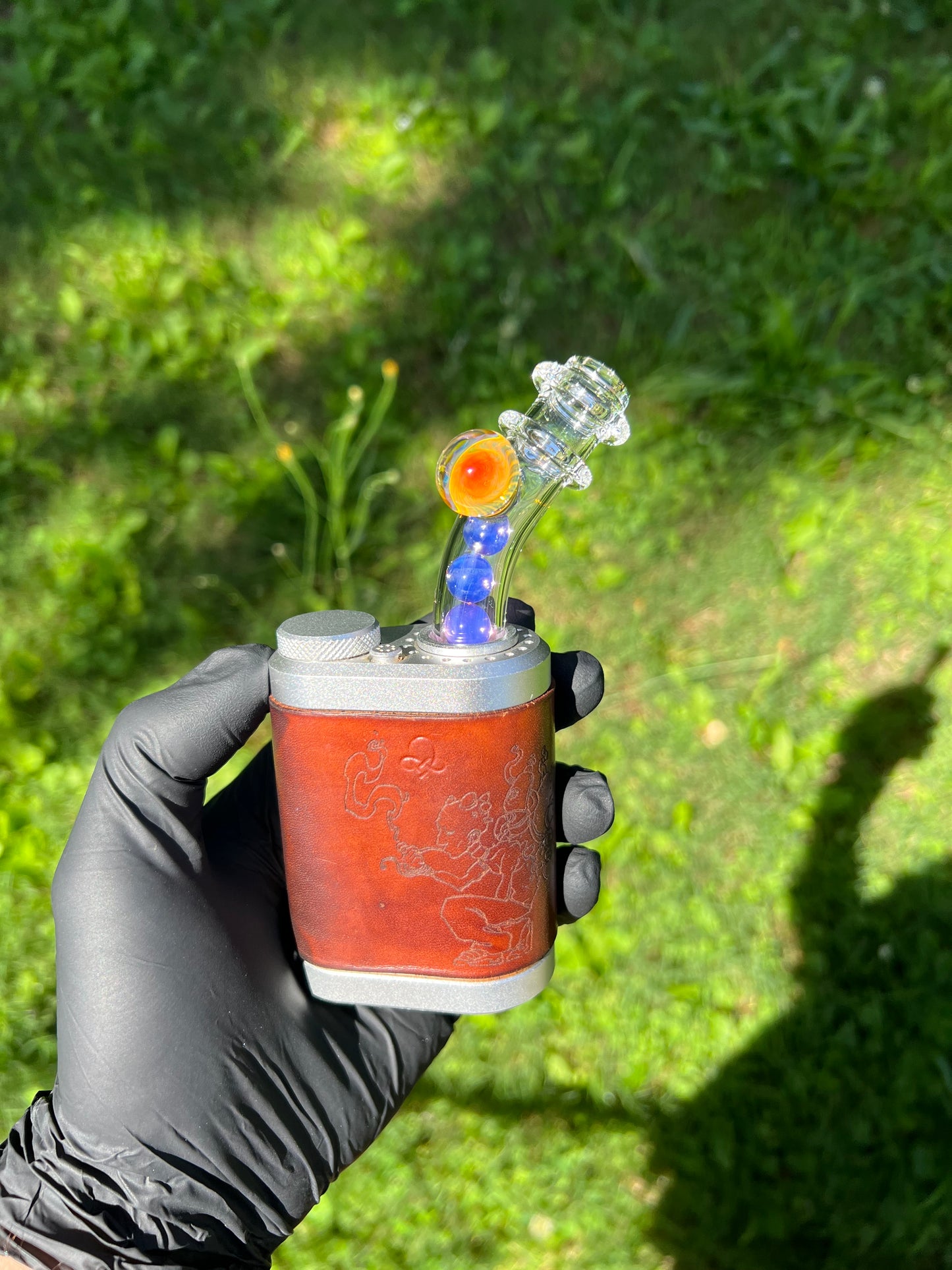 Tinymight Glass 4 Marble Stem w/Blown mouthpiece and Fume Marble- Amethyst Opal