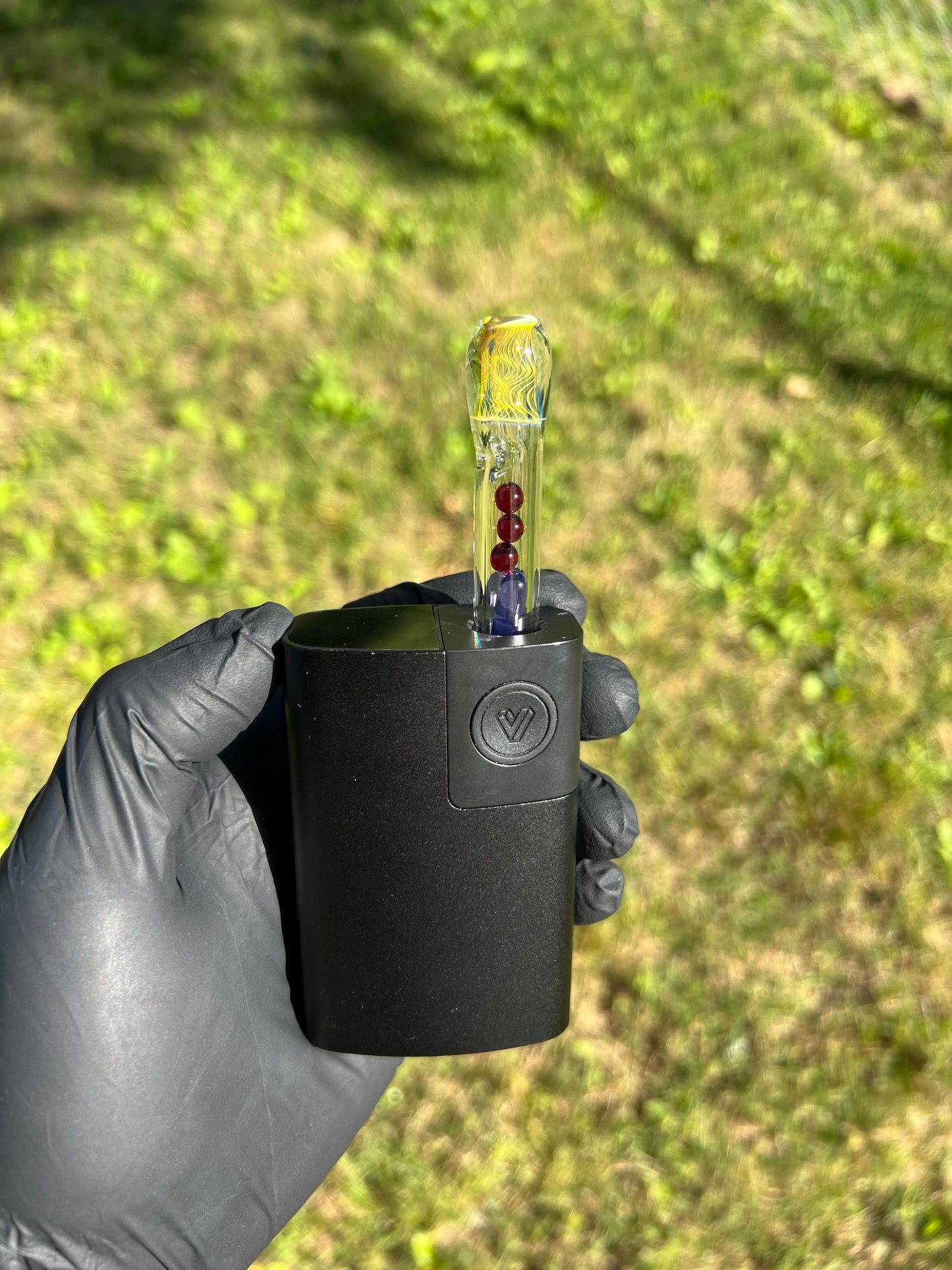 Potv Lobo/ One Glass terp pill/ marble stem w/ Fume Mp - Amythist Opal/Red