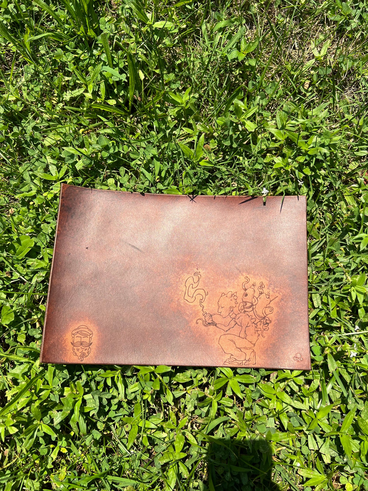 Large Engraved leather mat #2