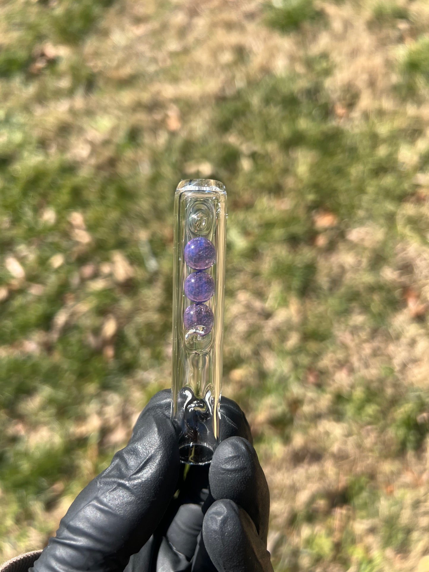 Toad Glass 3 Marble Stem w/dimpled Mp - Dense Purple Amethyst