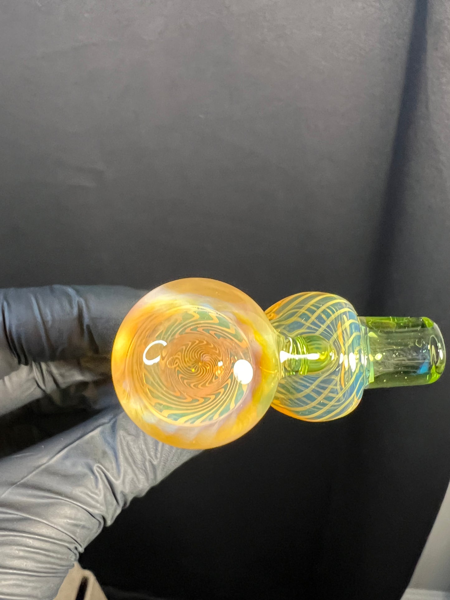 Tinymight Glass 4 Marble Stem Full Color implosion- Silver fume/ Absinthe
