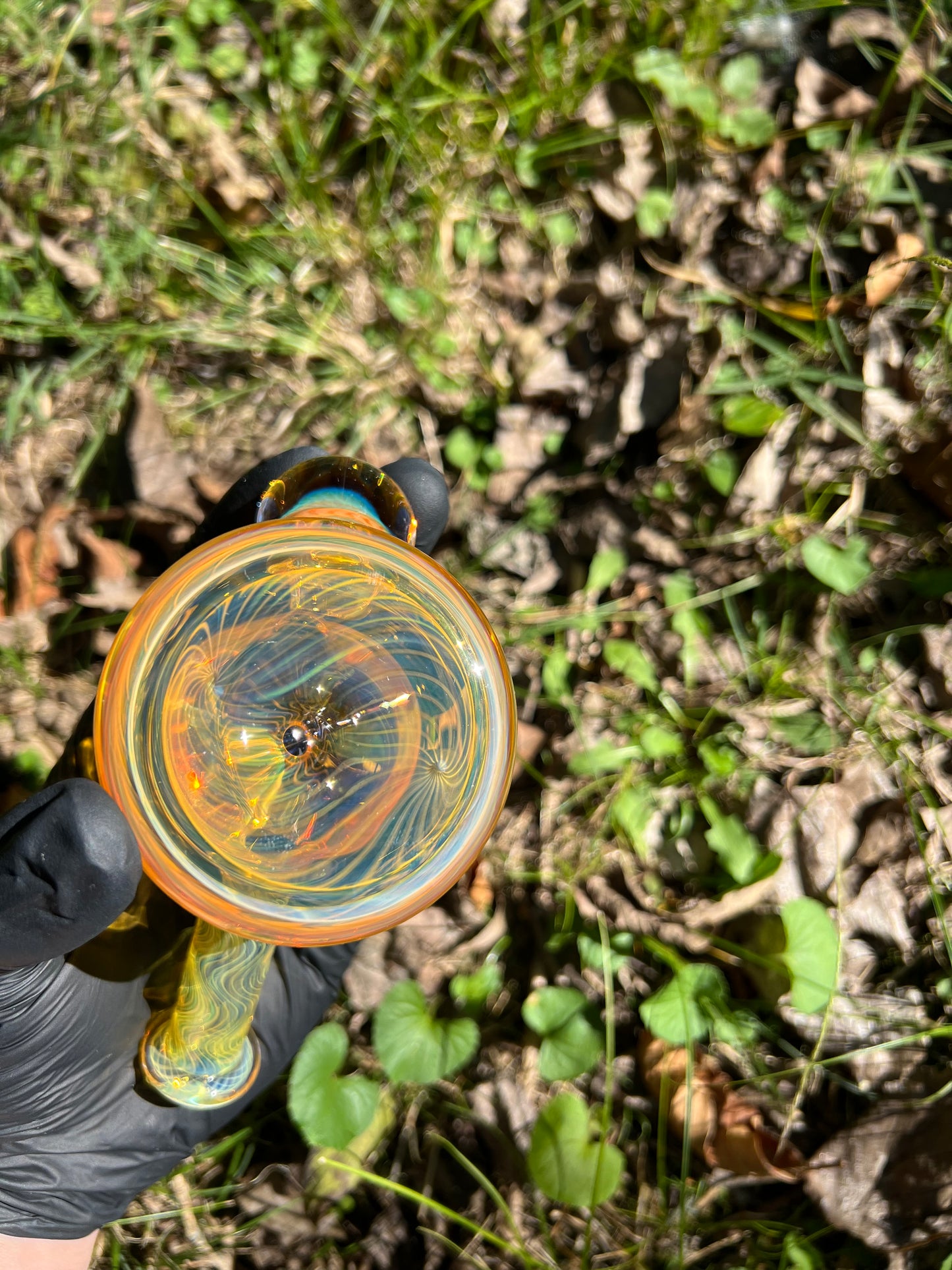 14mm dry rig w/marble - Full Silver fume