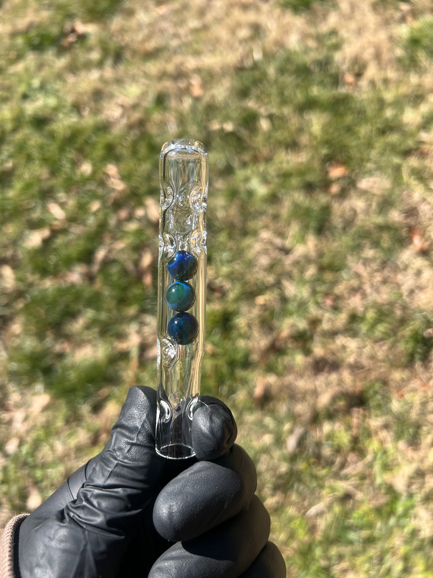 Solo 3 Glass Marble Stem - Blue Honey