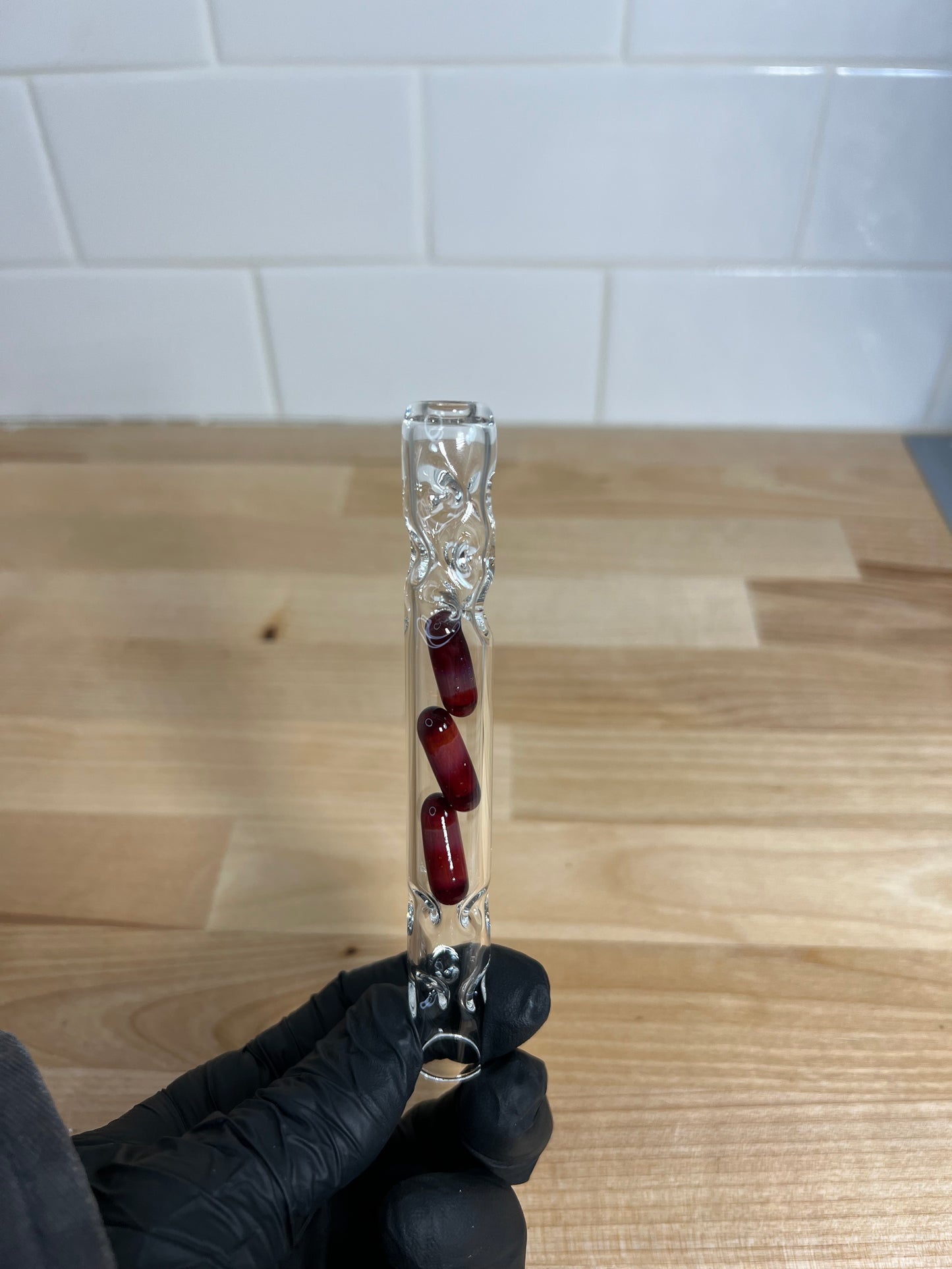 Tinymight Glass 3 Terp Pill Stem w/ dimpled mouthpiece - Carnage