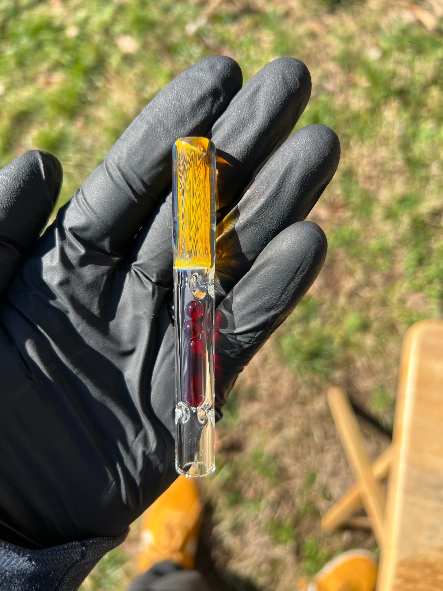 Potv Lobo/ One Glass terp pill/ marble stem w/ Fume Mp - Red