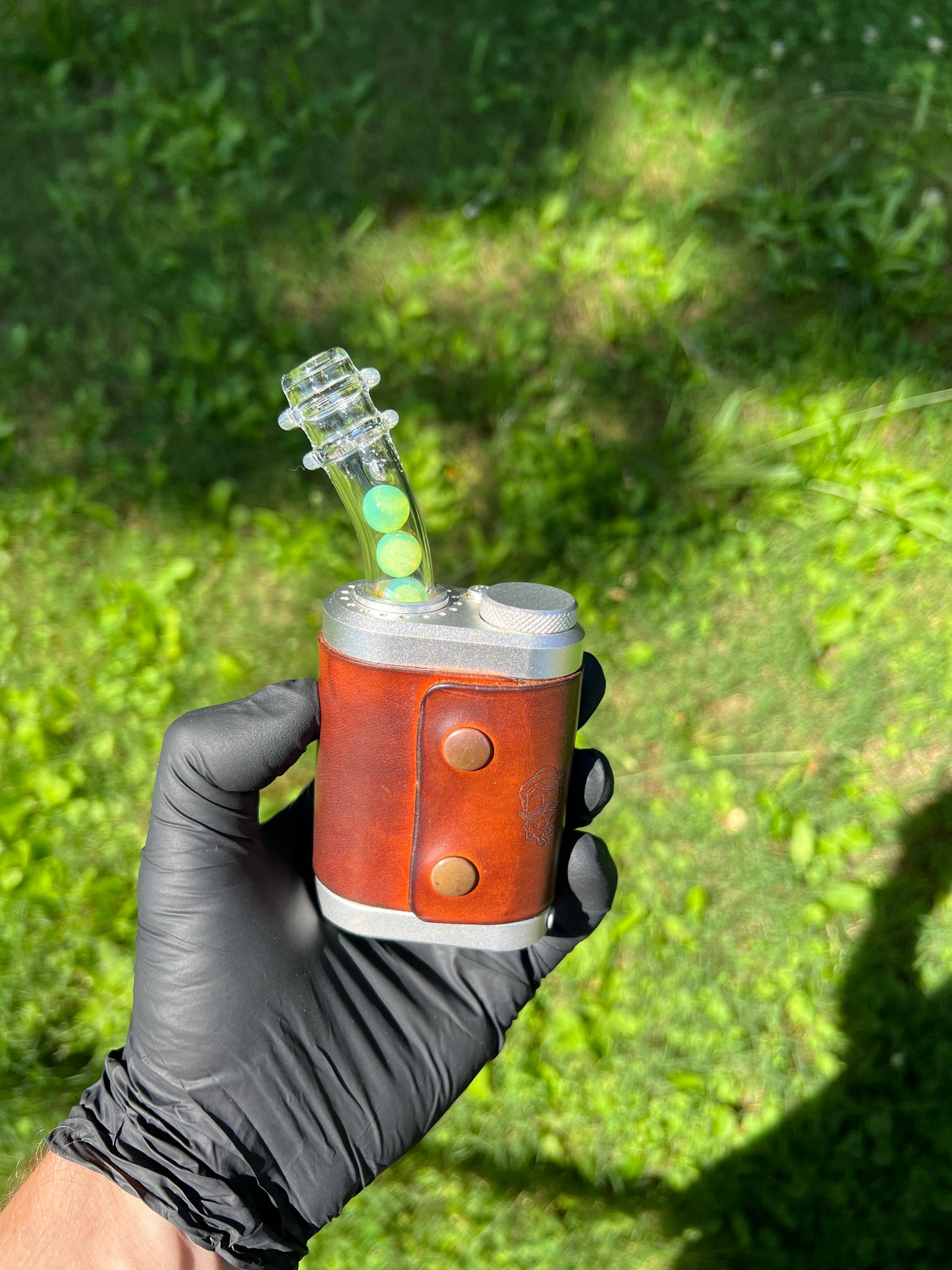 Tinymight Glass 4 Marble Stem w/Blown mouthpiece - Green Opal