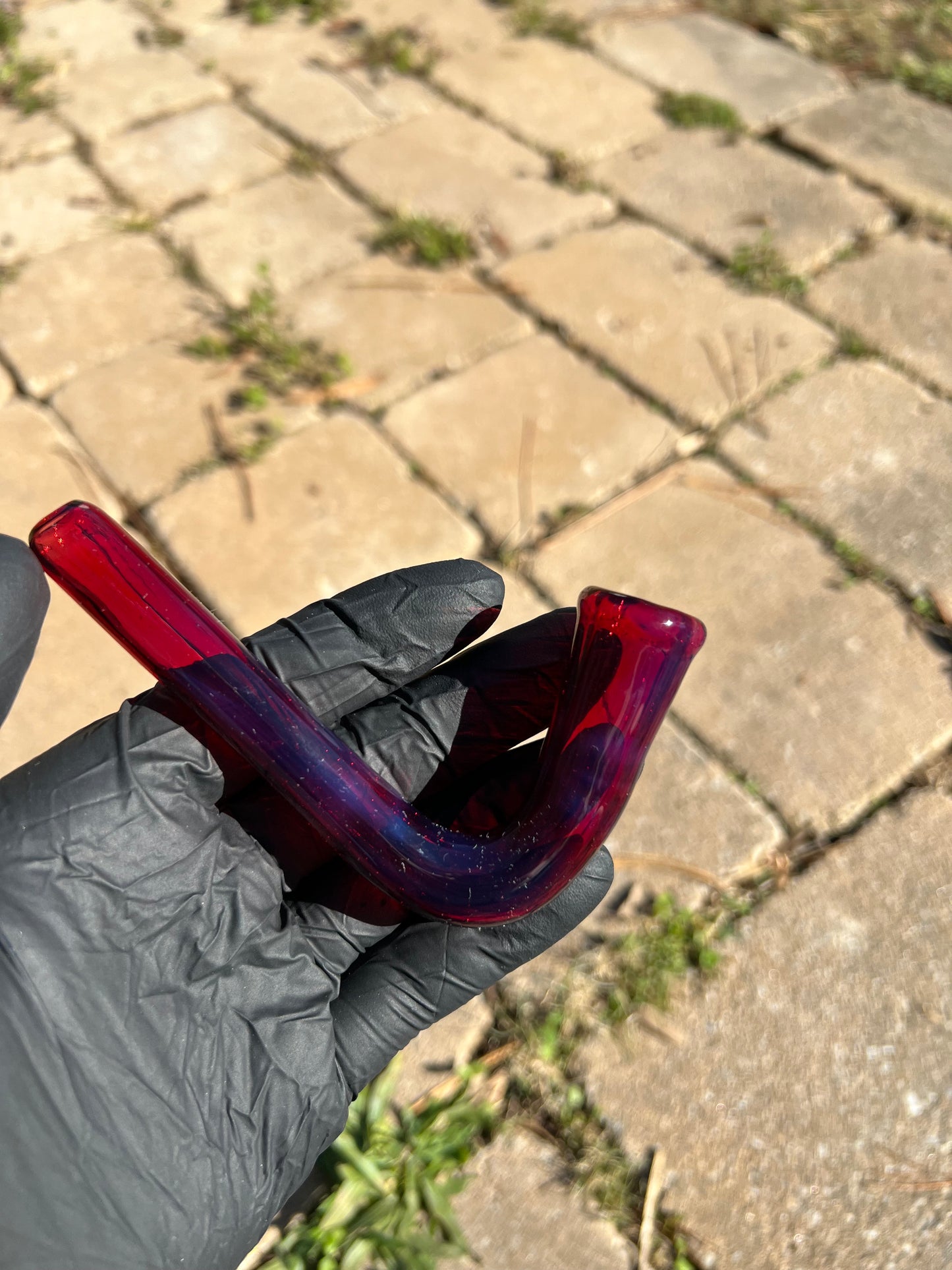 14mm Glass J hook -transparent pheonix / dense amethyst opal