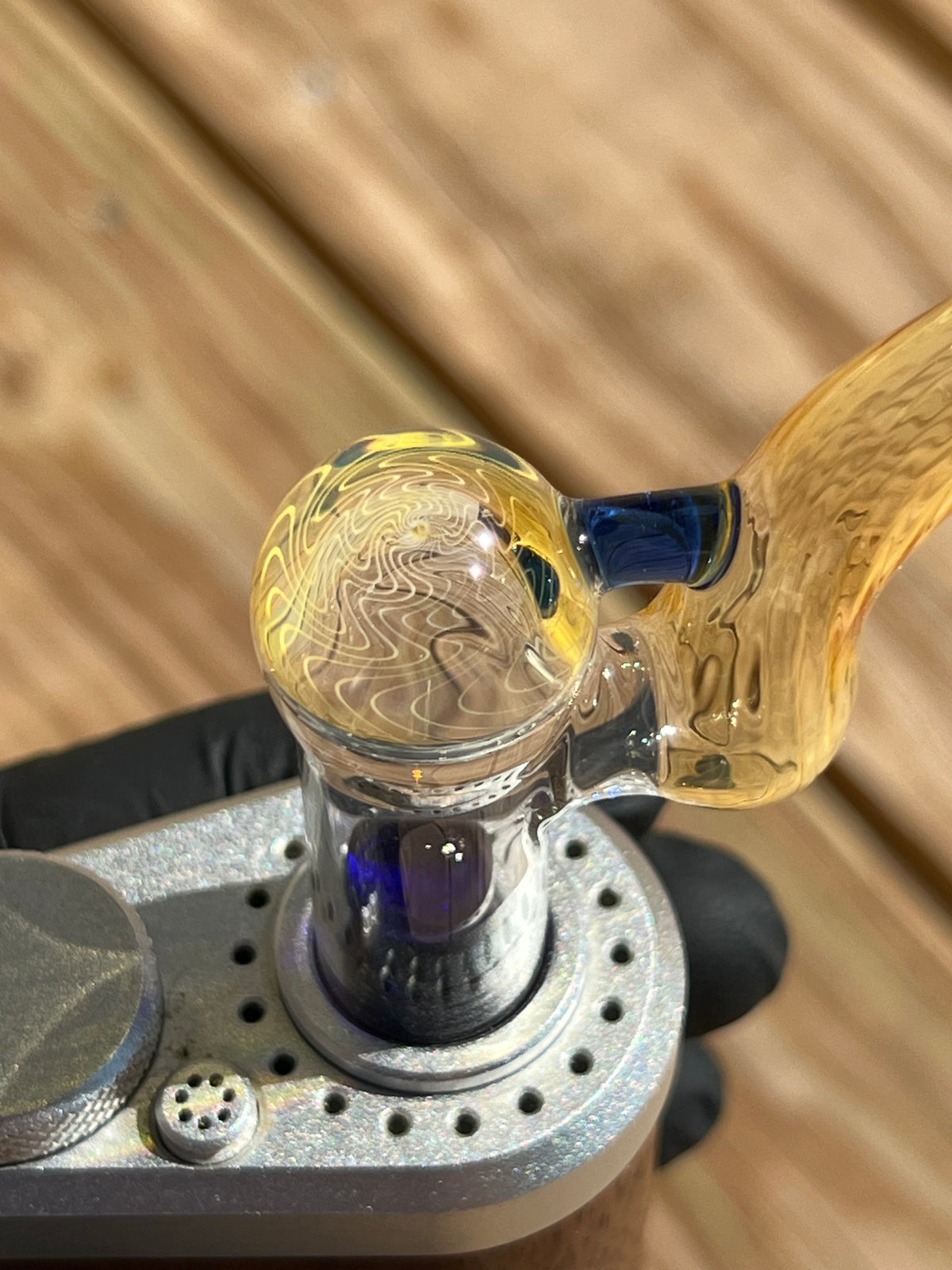 Tinymight Glass 3 Marble Stem implosion- Cobalt/ Fume