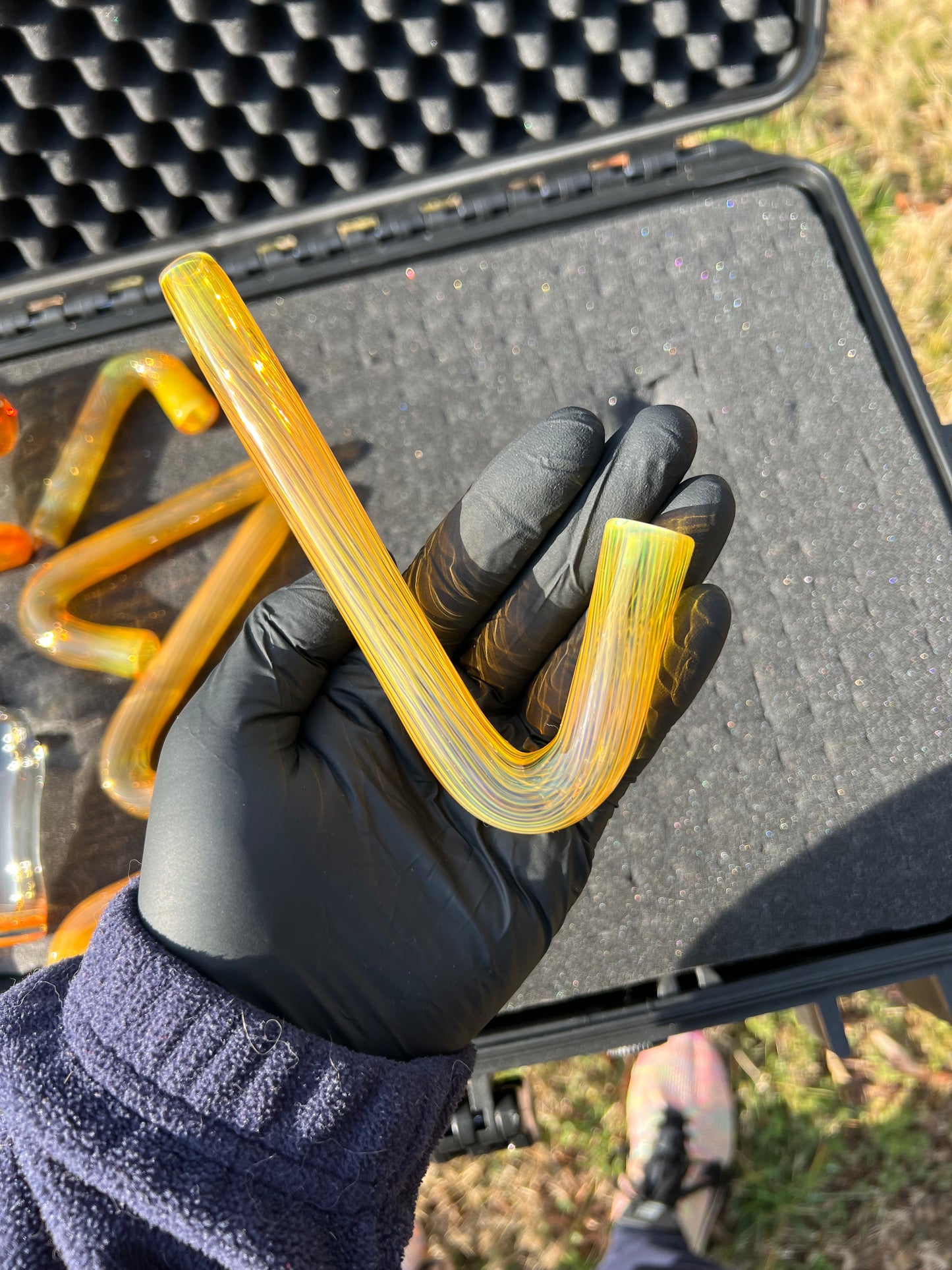 14mm Glass J hook - Silver Fume#1