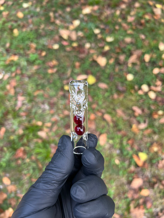 Tinymight Glass 2 Marble Stem w/dimpled mouthpiece - Red