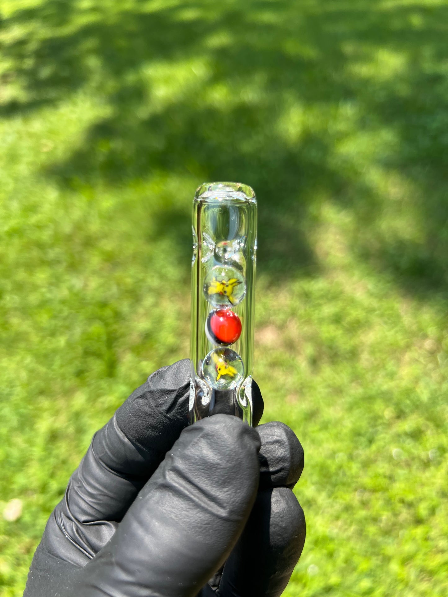 Tinymight Glass 3 Marble Stem w/dimpled mouthpiece - Pikachue