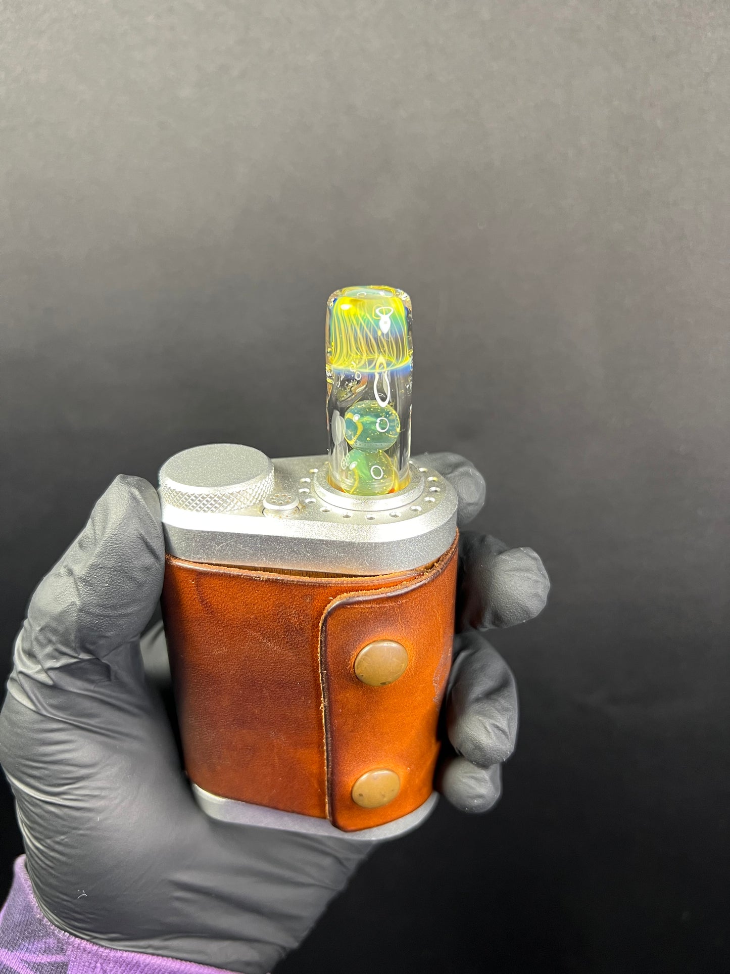 Tinymight Glass 3 Marble Stem w/color mouthpiece - Silver Fume/ milky yoshi (CFL) #1