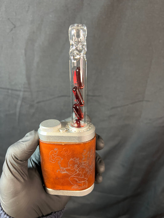 Tinymight Glass 4 Terp Pill Stem w/ dimpled mouthpiece - Red