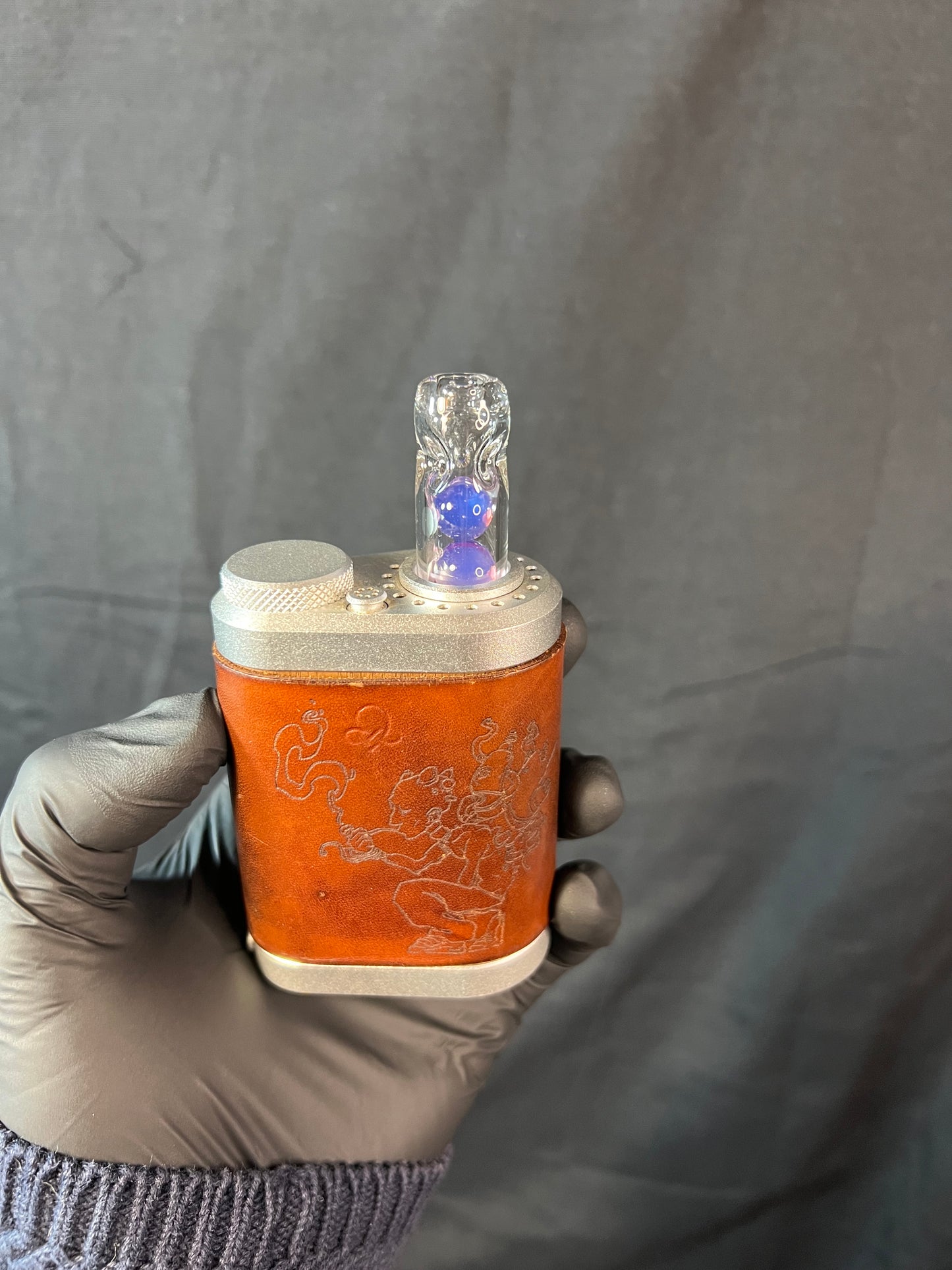 Tinymight Glass 3 Marble Stem w/dimpled mouthpiece - dense purple amethyst #1