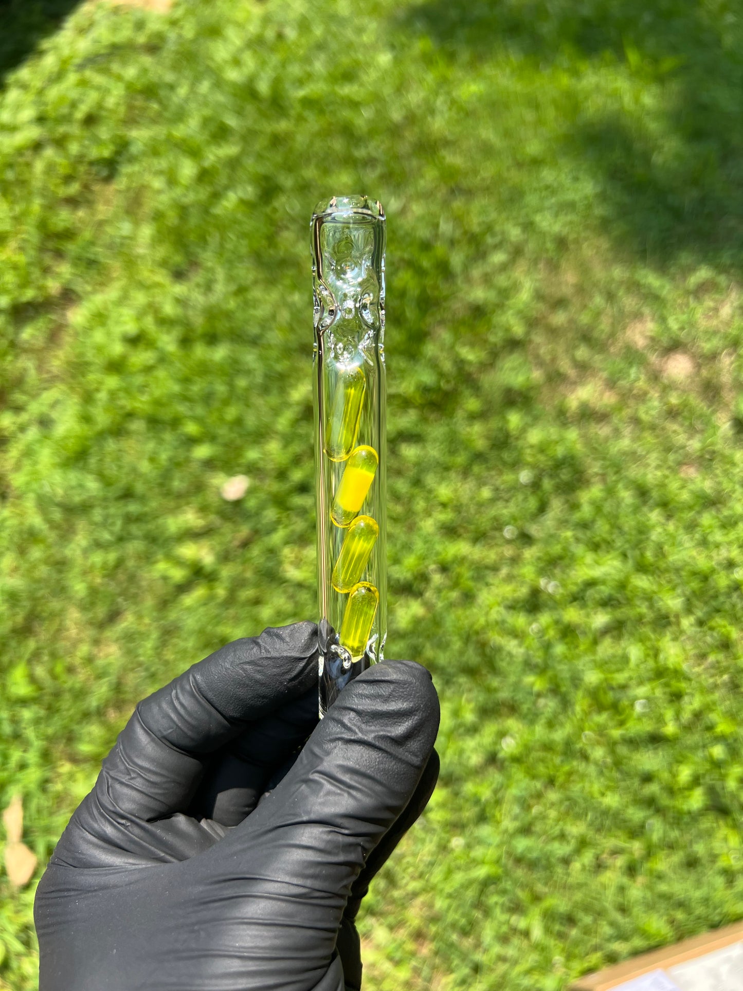 Tinymight Glass 4 Terp Pill Stem w/ dimpled mouthpiece - Yellow opal #2