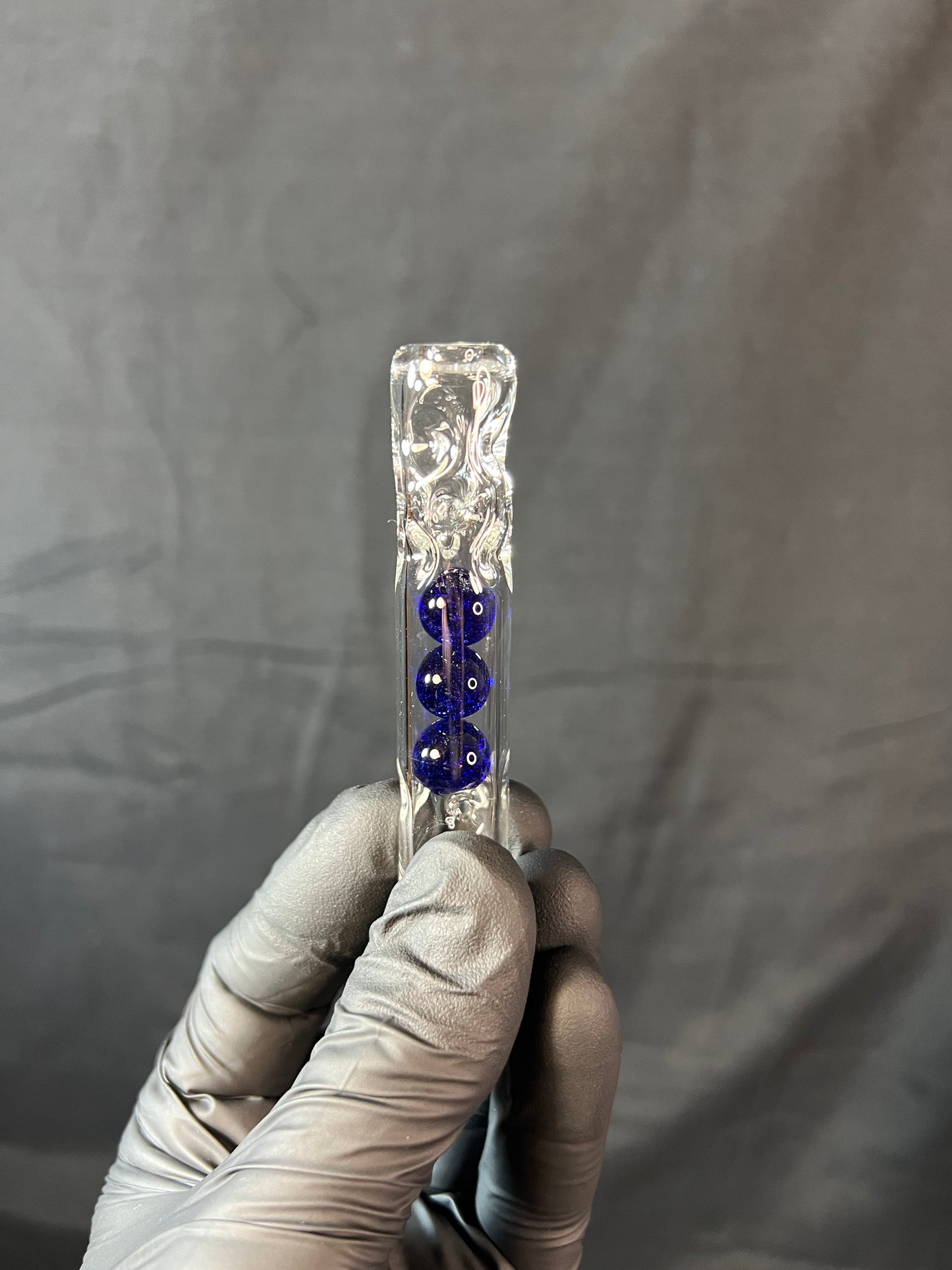 Tinymight Glass 3 Marble Stem w/dimpled mouthpiece - Cobalt Blue #2