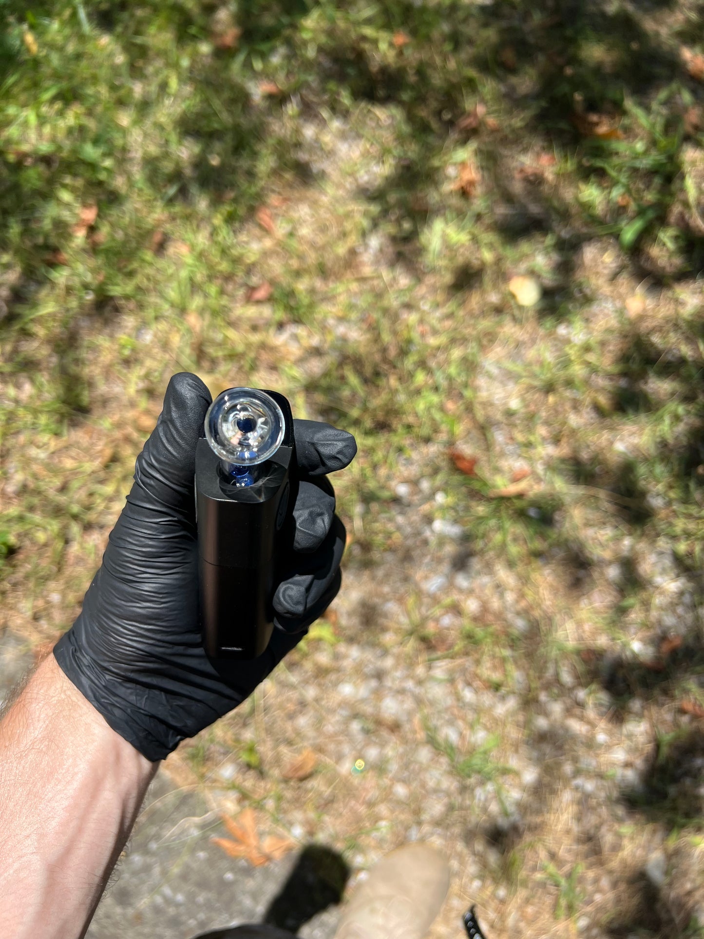 Potv Lobo/ One Glass marble stem w/ blown Mp - Ghost/Cobalt