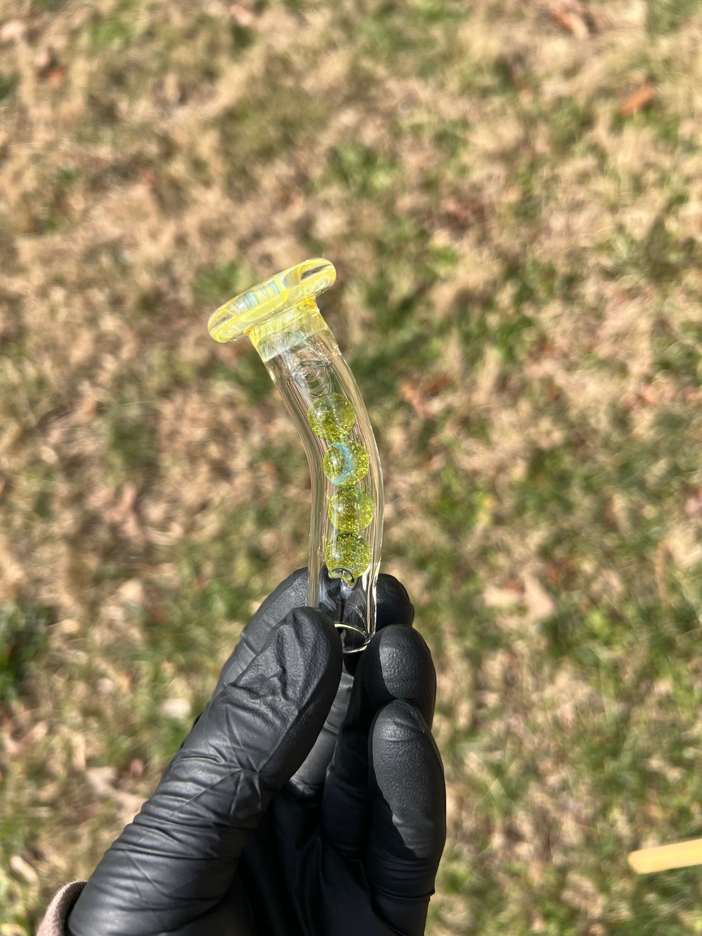 Tinymight Glass 4 Marble Stem implosion- Silver fume/ limeade