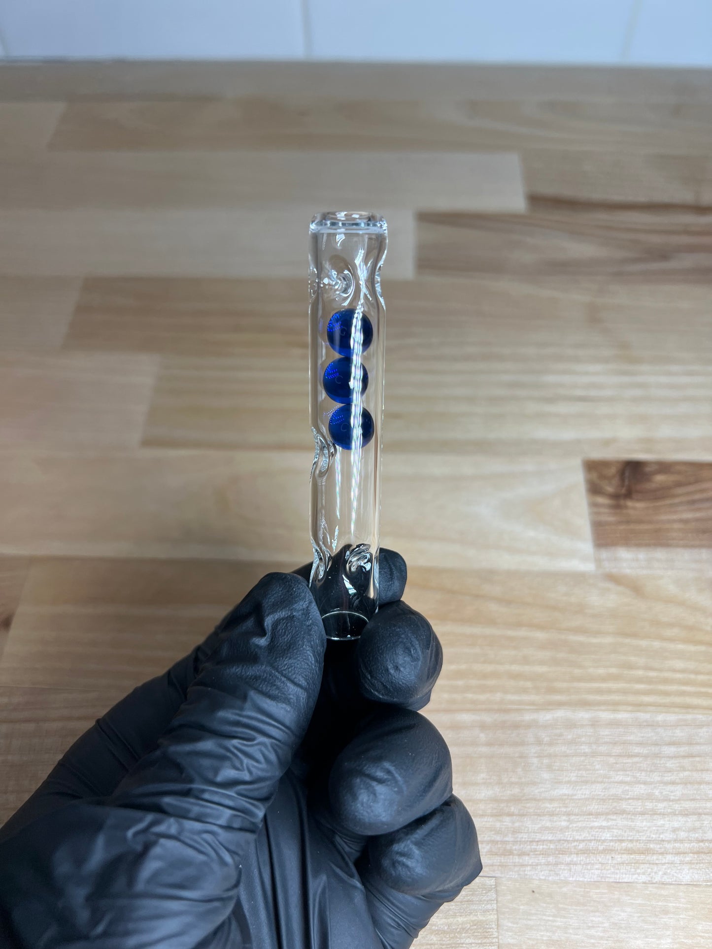 Toad Glass 3 Marble Stem w/dimpled Mp - Cobalt