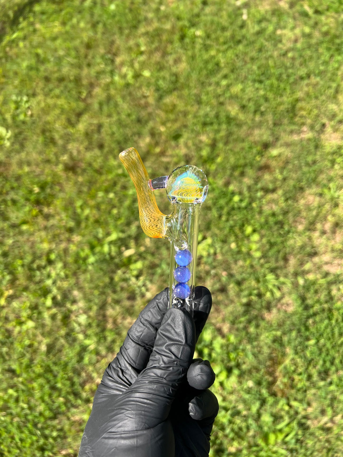 Tinymight Glass 3 Marble Stem implosion- Amethyst Opal / Fume