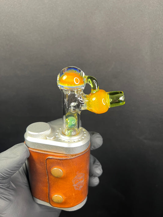 Tinymight Glass 3 Marble Stem implosion- Silver fume/ Milky Yoshi (CFL)/ Absinthe