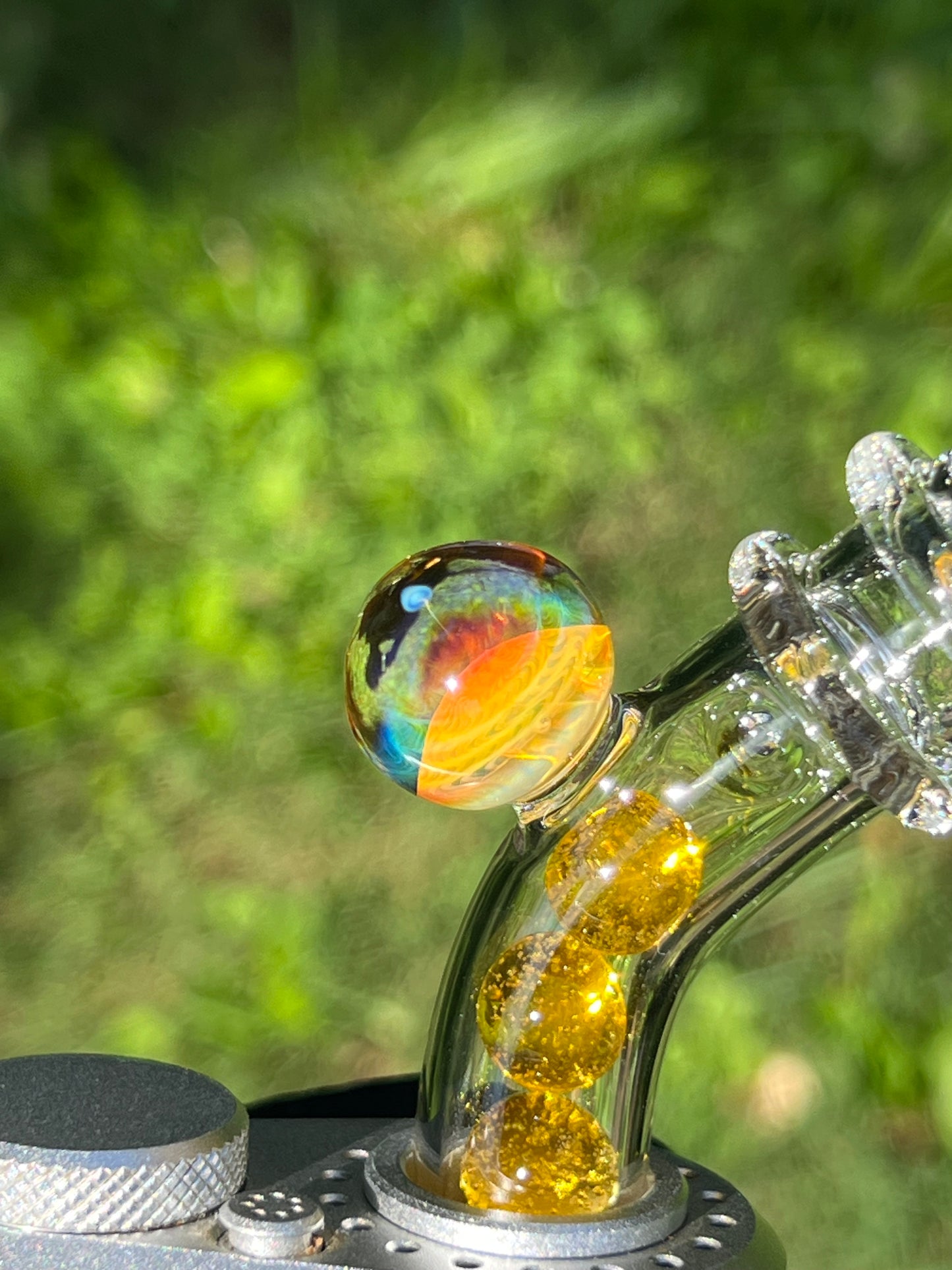Tinymight Glass 4 Marble Stem w/Blown mouthpiece and Fume Marble- Crush