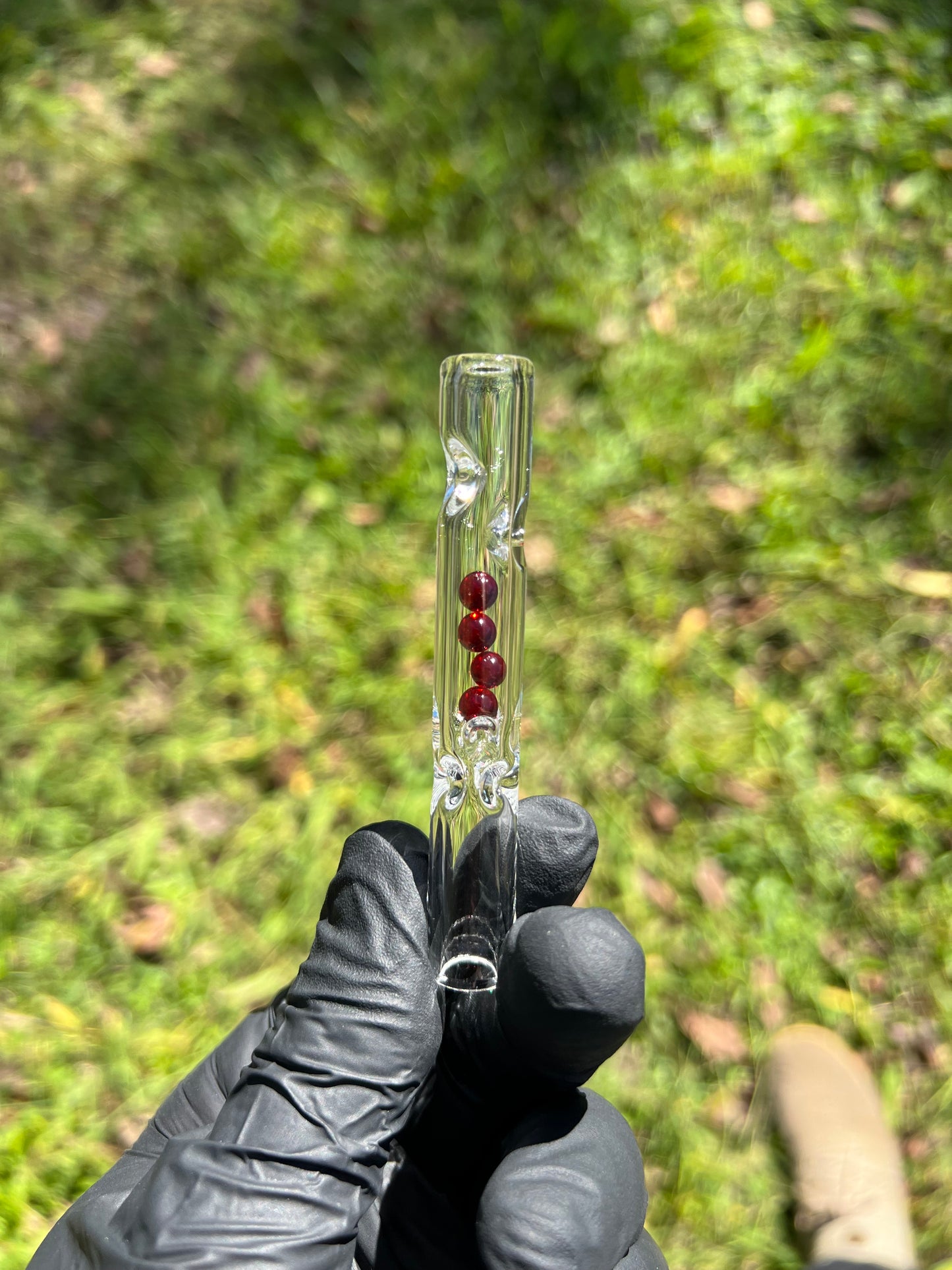 FAT X/ Dynavap Glass Marble Stem- Red