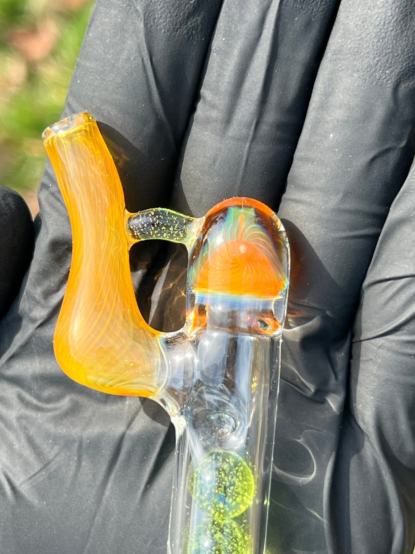 Frolic glass 2 marble implosion stem- Limeade