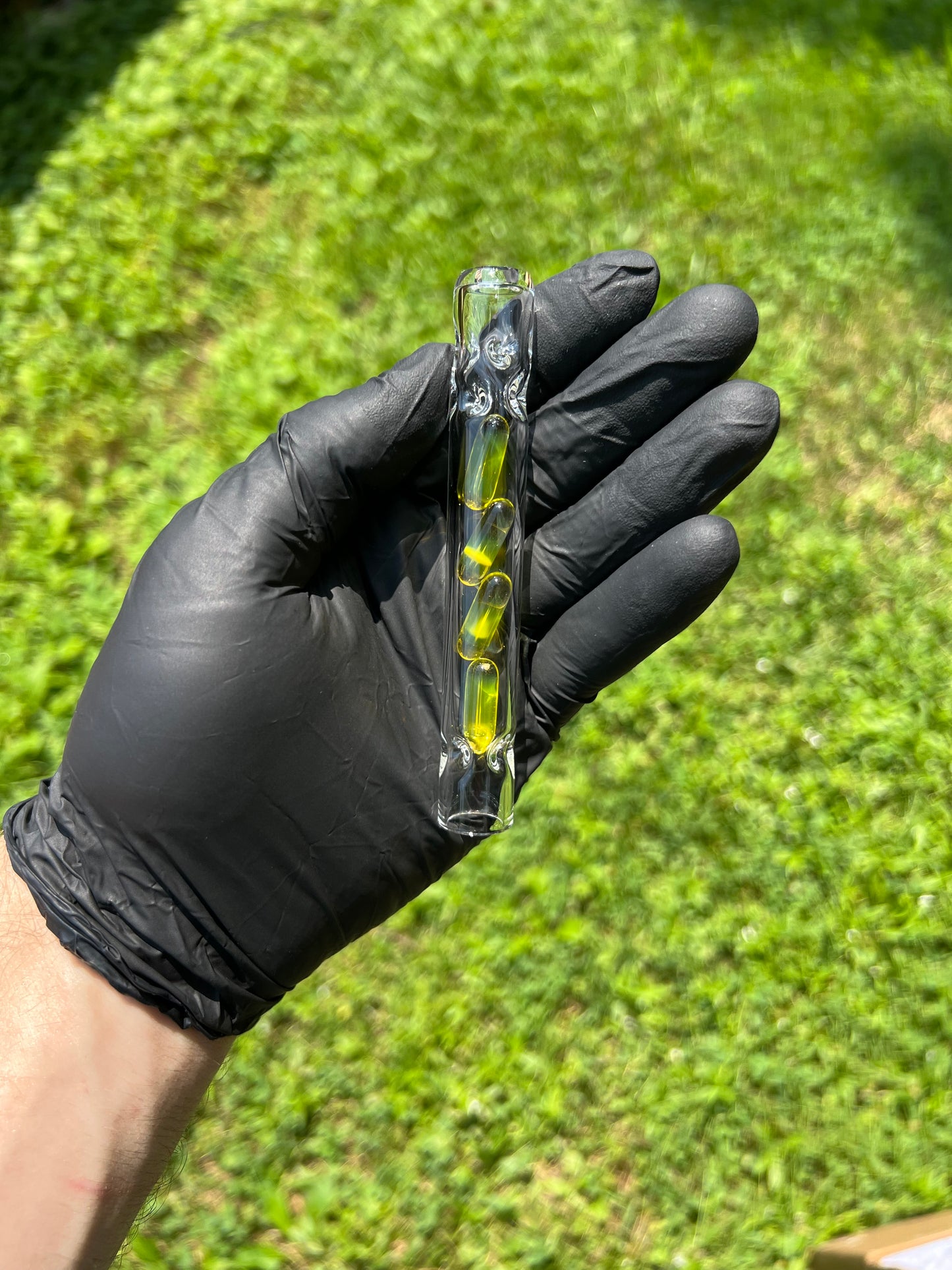 Tinymight Glass 4 Terp Pill Stem w/ dimpled mouthpiece - Yellow opal #1