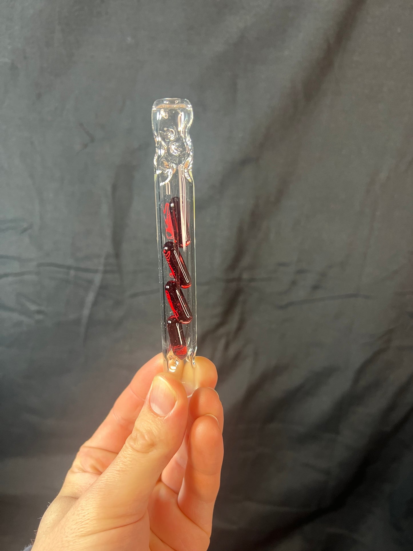 Tinymight Glass 4 Terp Pill Stem w/ dimpled mouthpiece - Red