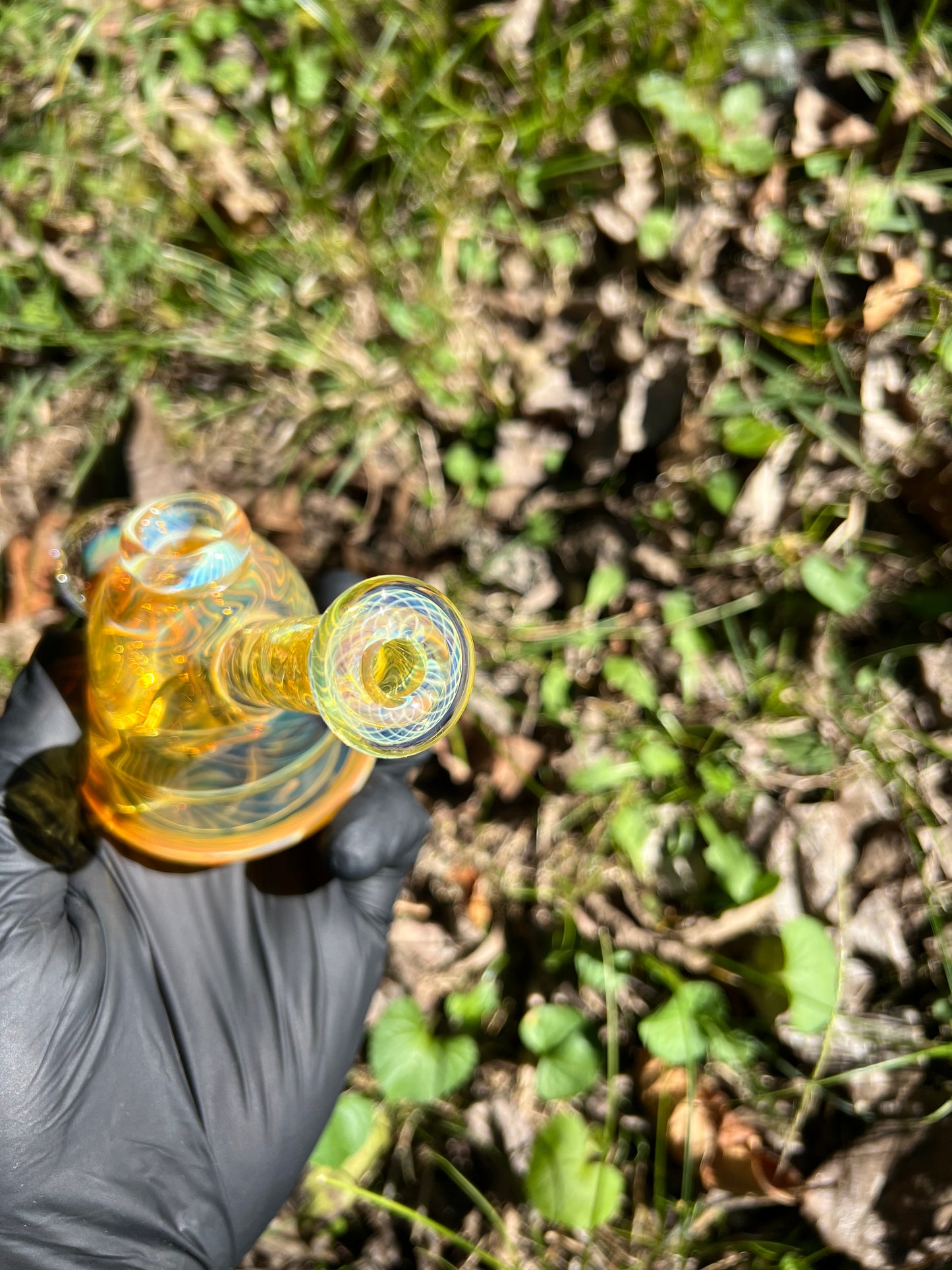 14mm dry rig w/marble - Full Silver fume