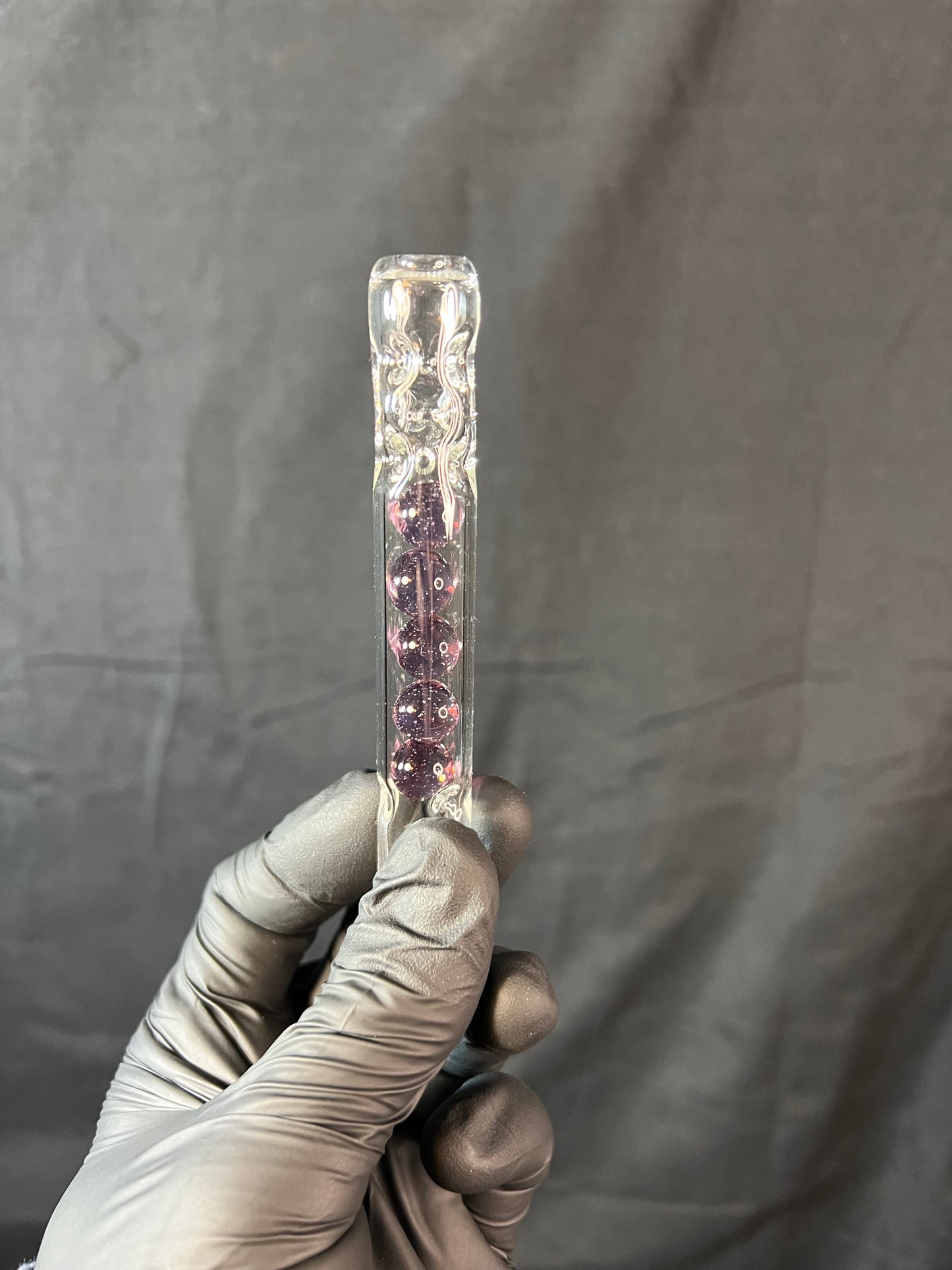 Tinymight Glass 5 Marble Stem w/dimpled mouthpiece - transparent phoenix