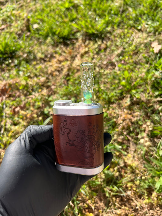 Tinymight Glass 3 Marble Stem w/dimpled mouthpiece - Green Opal