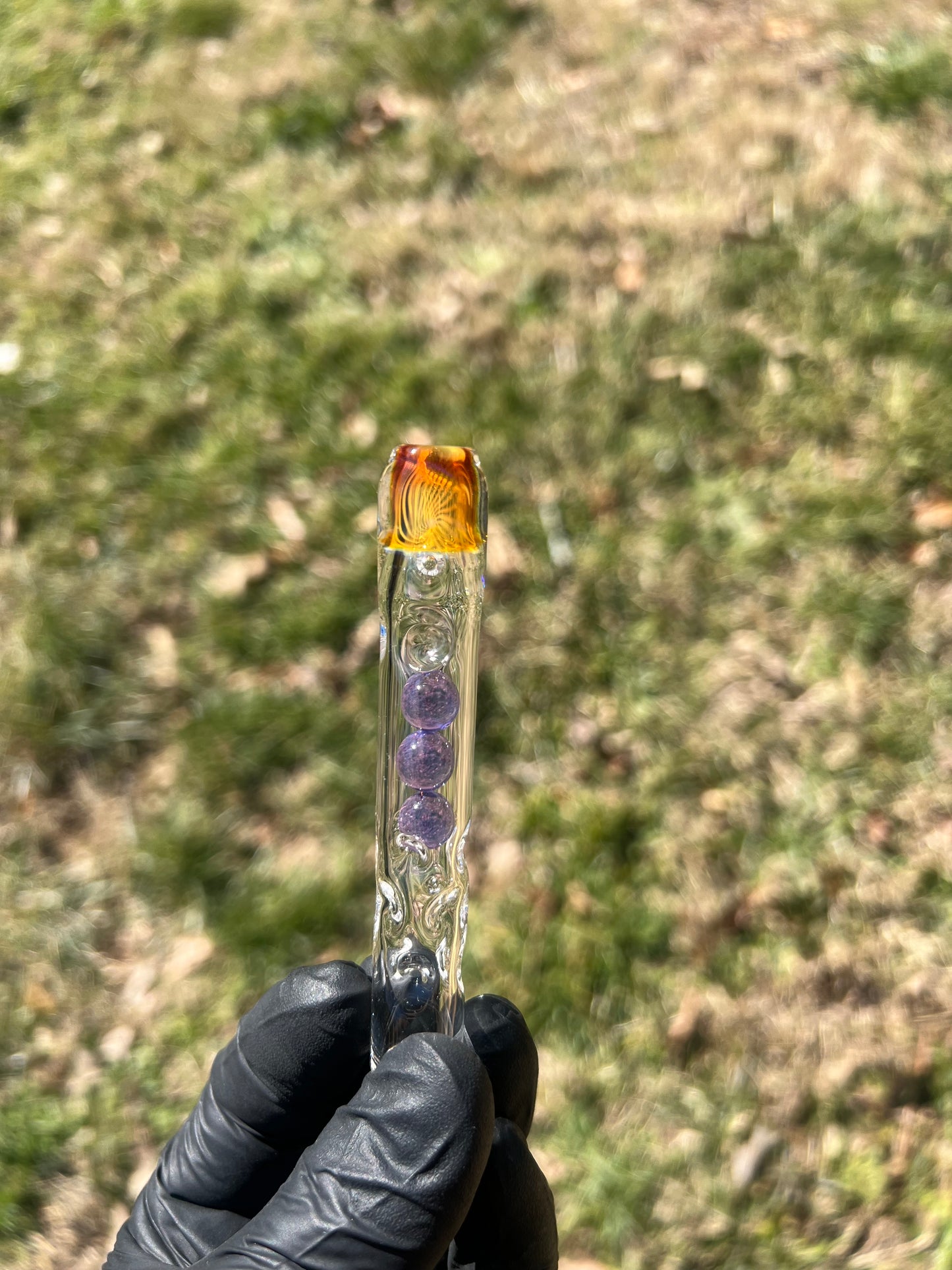 Toad Glass 3 Marble Stem w/color Mp - Dense Purple Amethyst