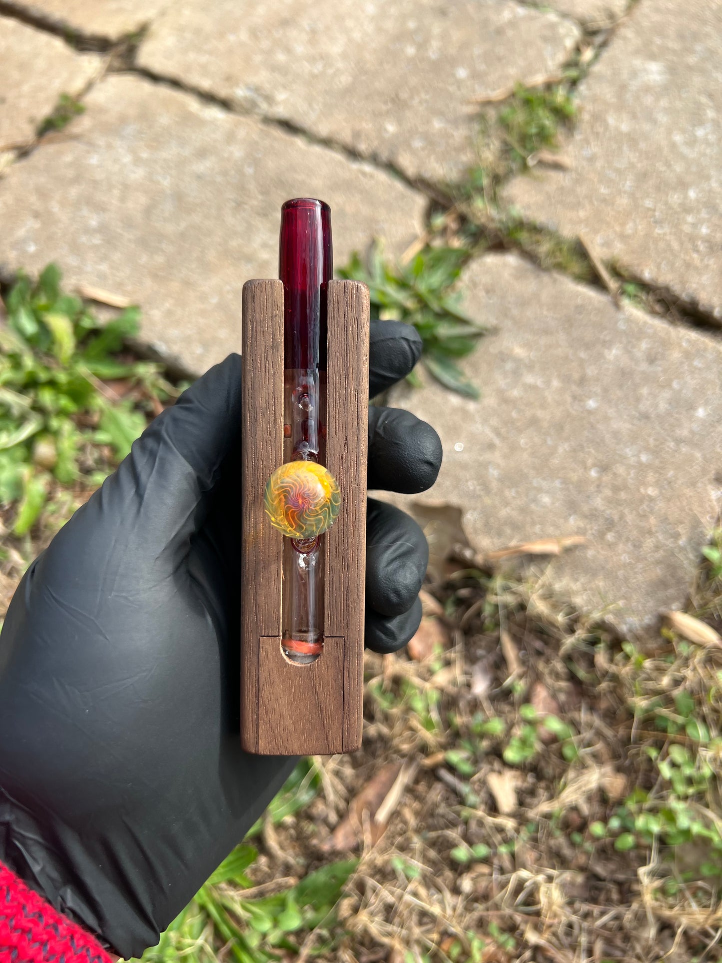 Firewood 11/ Dynavap Glass Terp Pill/ Marble Stem w/fume MP and marble- red/ dense purple amethyst