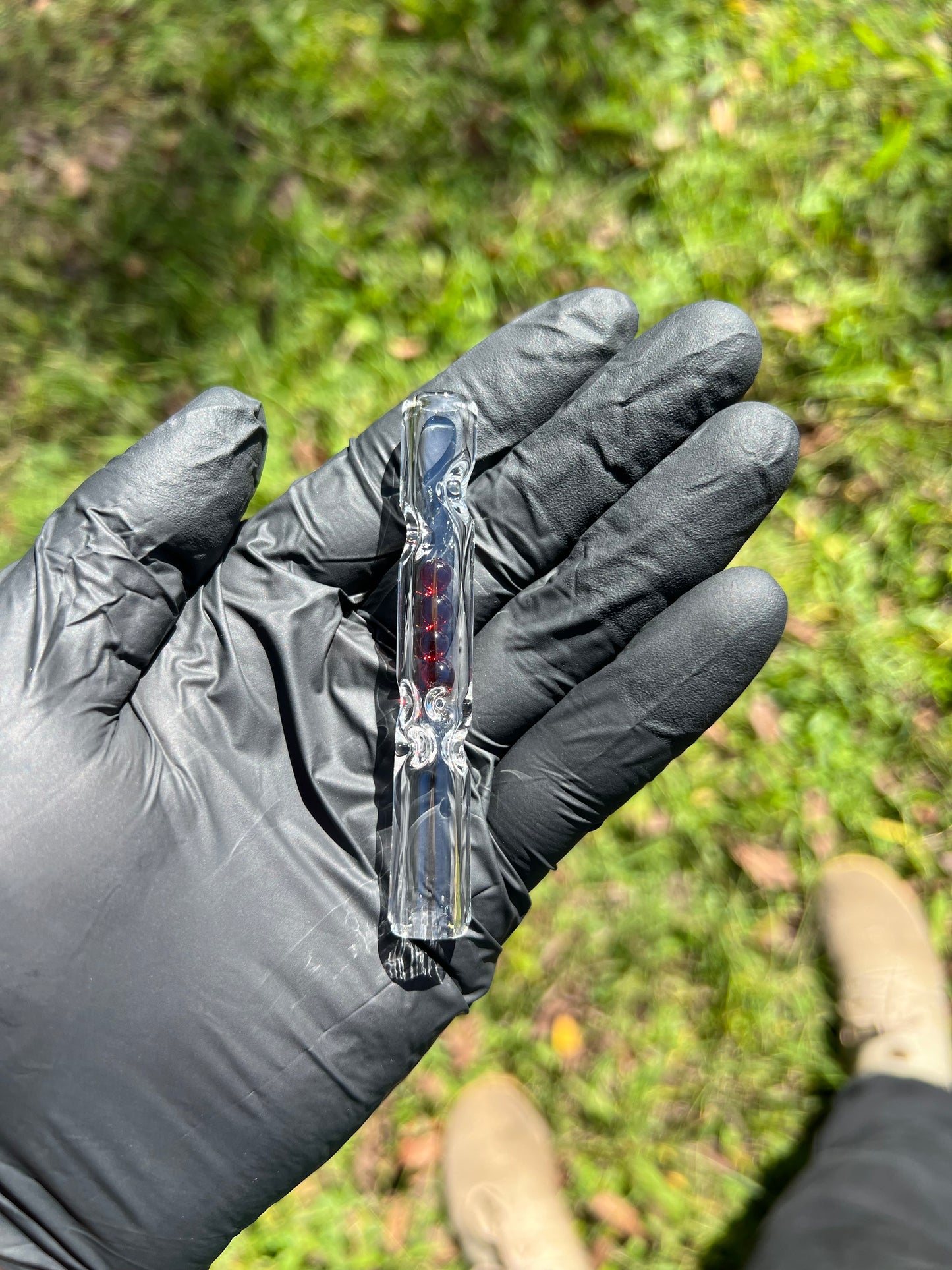 FAT X/ Dynavap Glass Marble Stem- Red