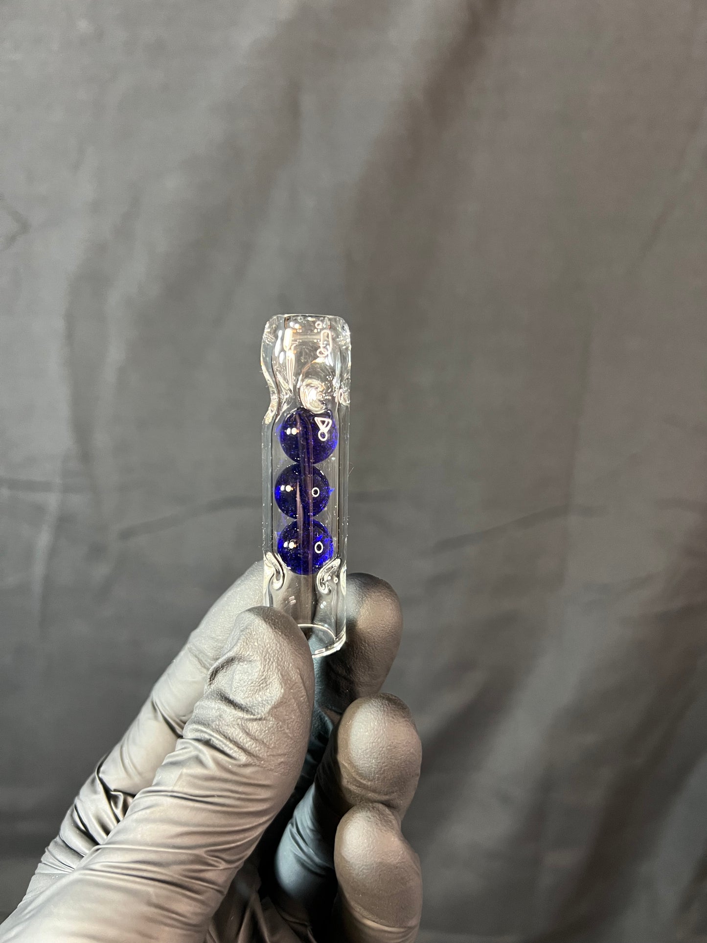 Tinymight Glass 3 Marble Stem w/dimpled mouthpiece - cobalt #1