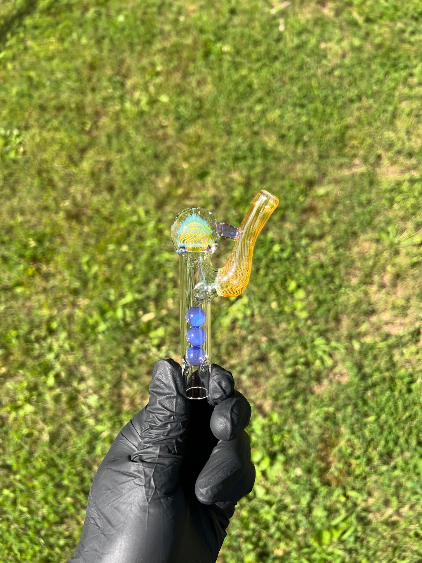 Tinymight Glass 3 Marble Stem implosion- Amethyst Opal / Fume