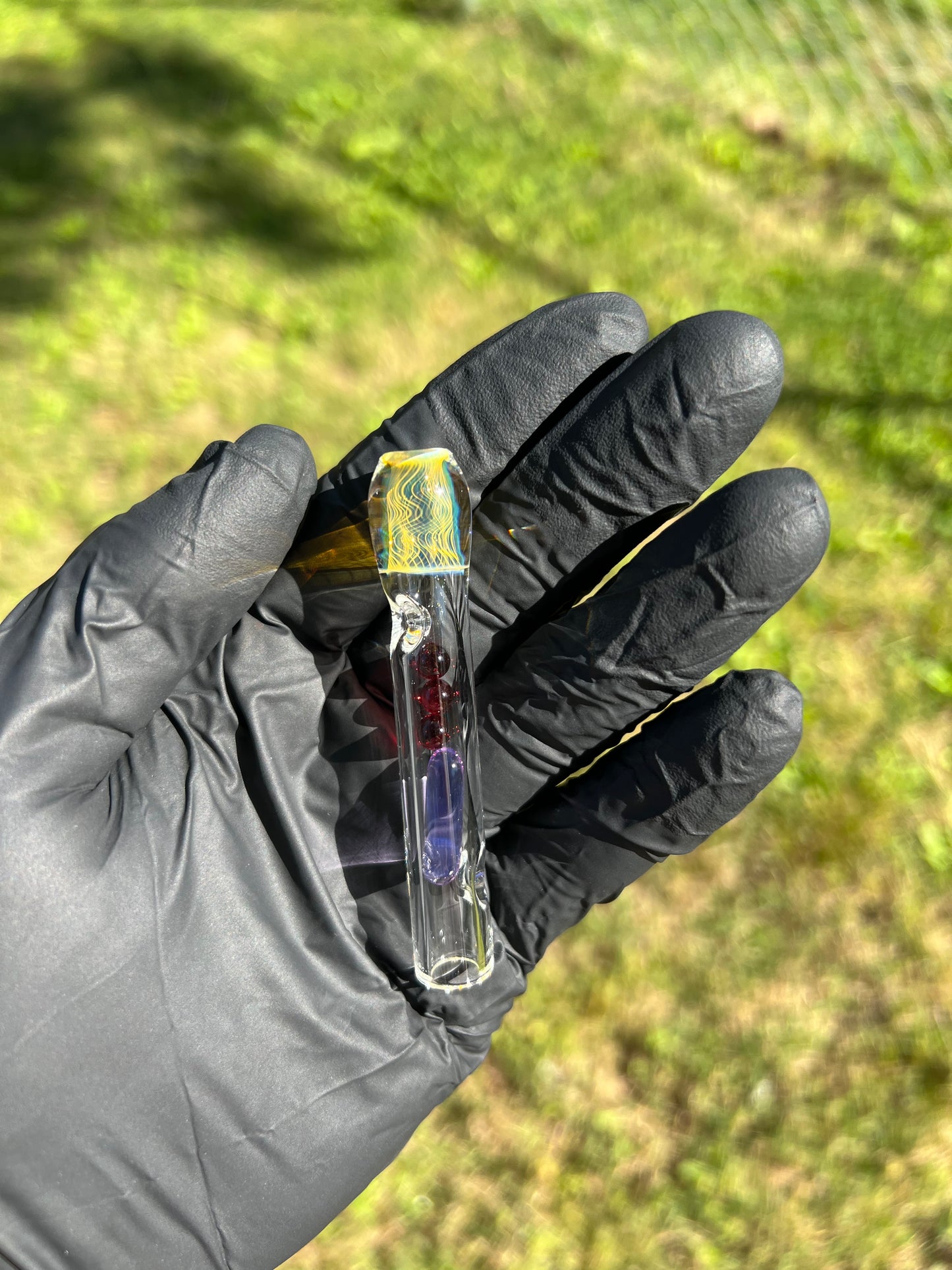 Potv Lobo/ One Glass terp pill/ marble stem w/ Fume Mp - Amythist Opal/Red