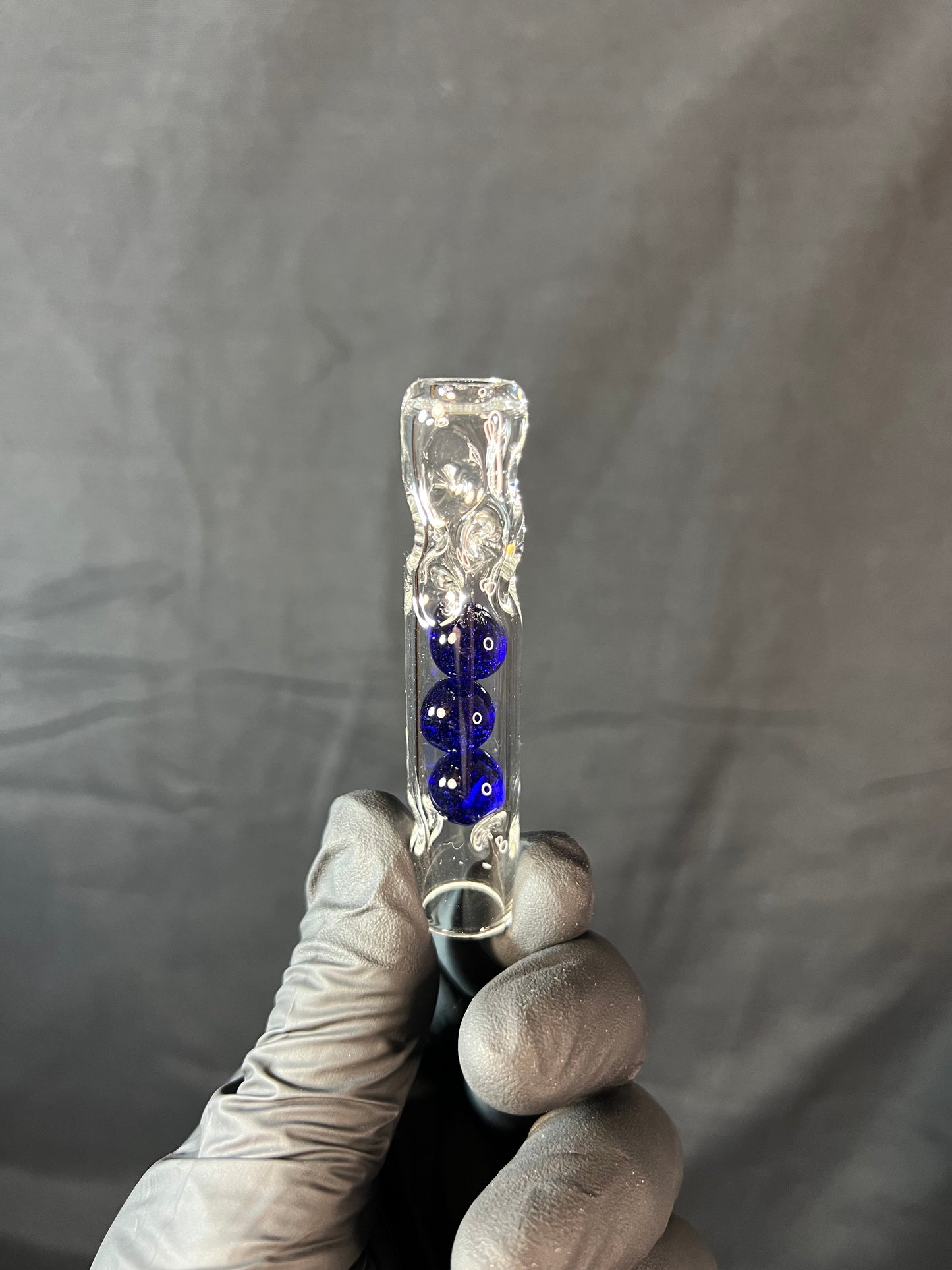 Tinymight Glass 3 Marble Stem w/dimpled mouthpiece - Cobalt Blue #2