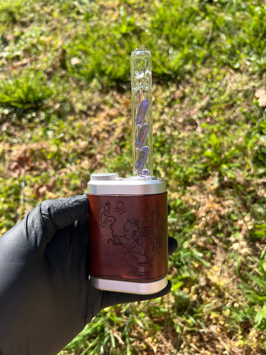 Tinymight Glass 4 Terp Pill Stem w/ dimpled mouthpiece - ameythist opal