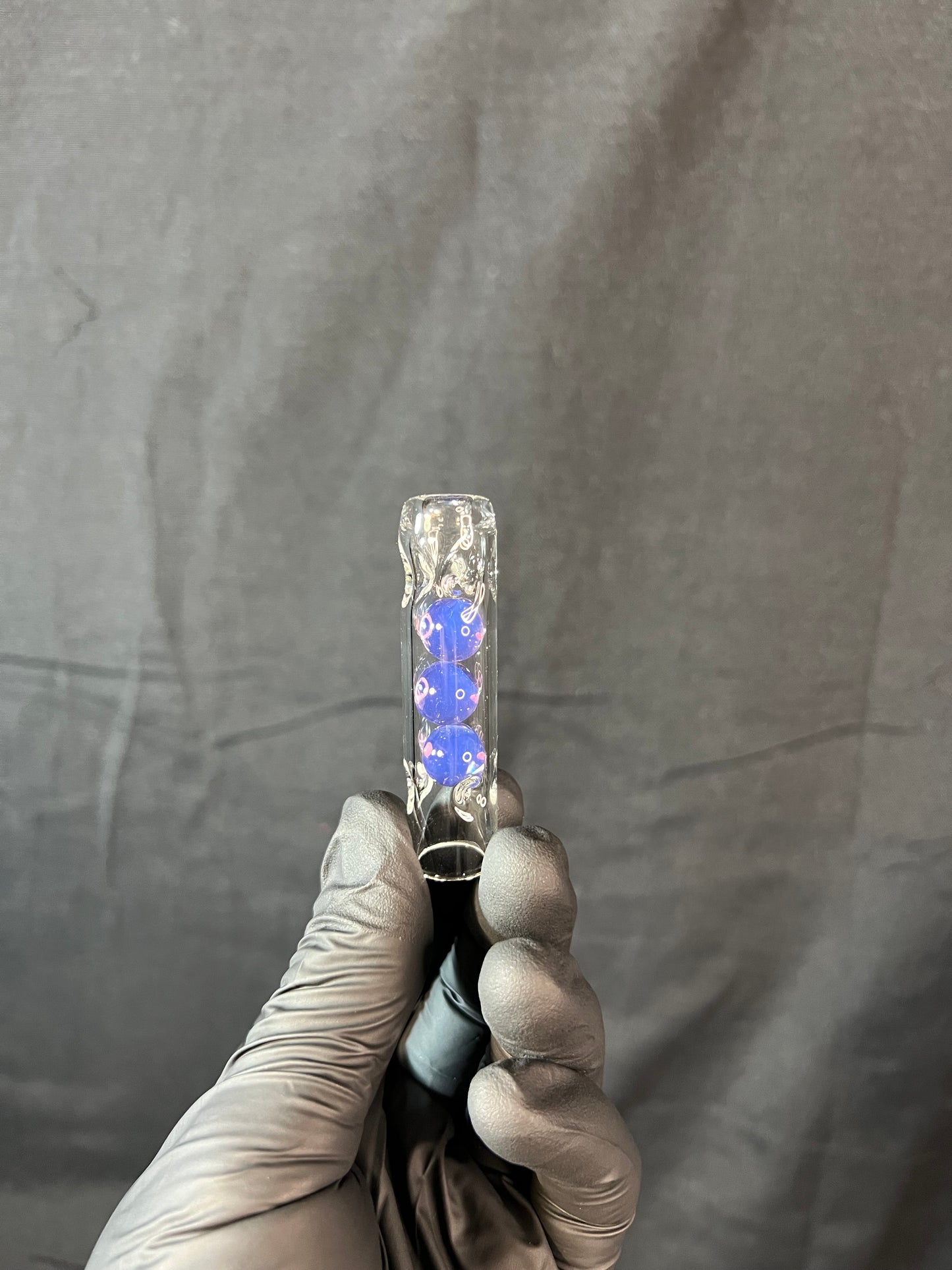 Tinymight Glass 3 Marble Stem w/dimpled mouthpiece - dense purple amethyst #1