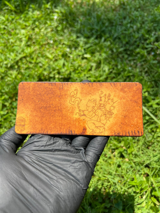 Small Engraved leather mat - Tan #2
