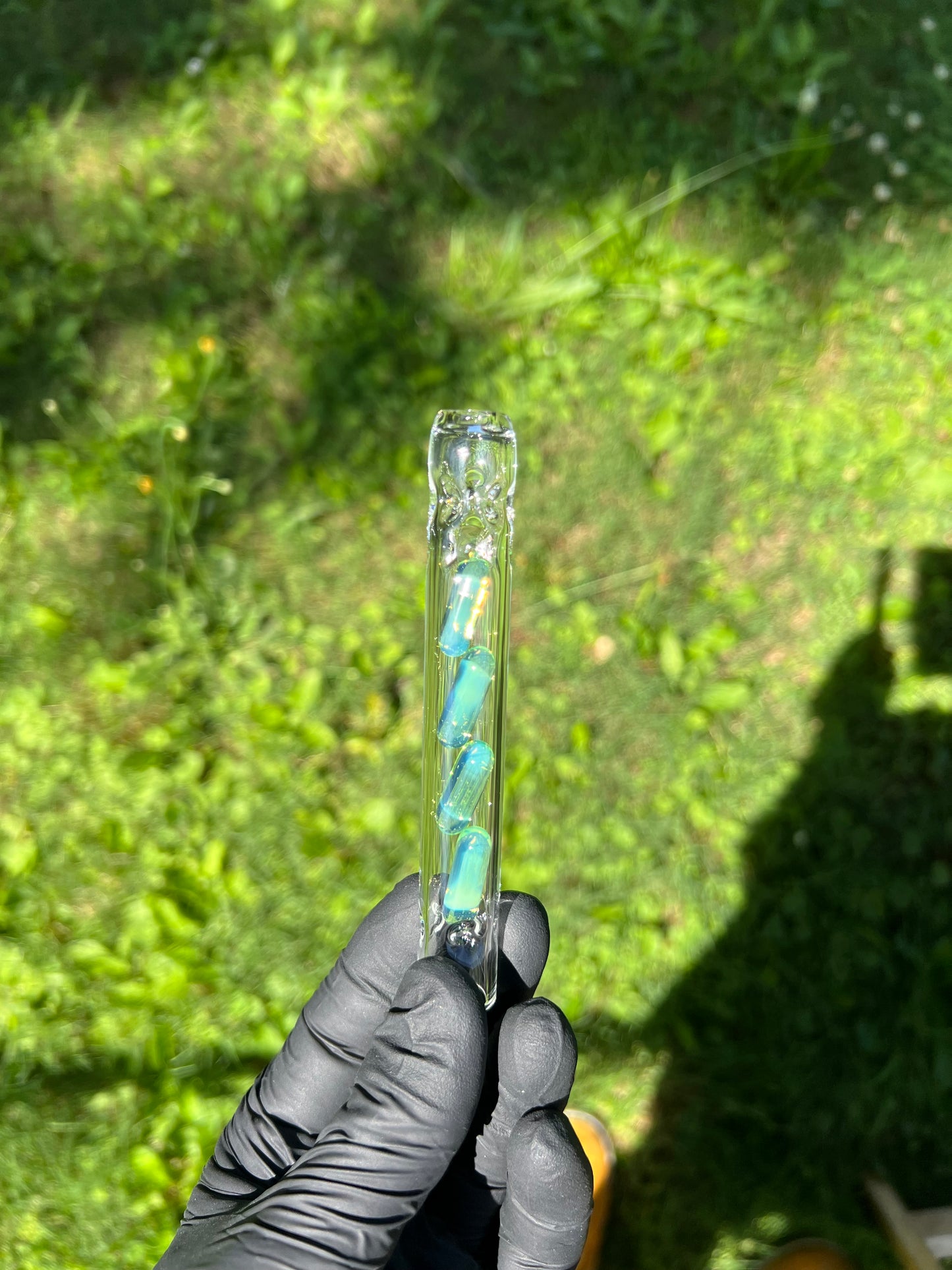 Tinymight Glass 4 Terp Pill Stem w/ dimpled mouthpiece - Green Opal