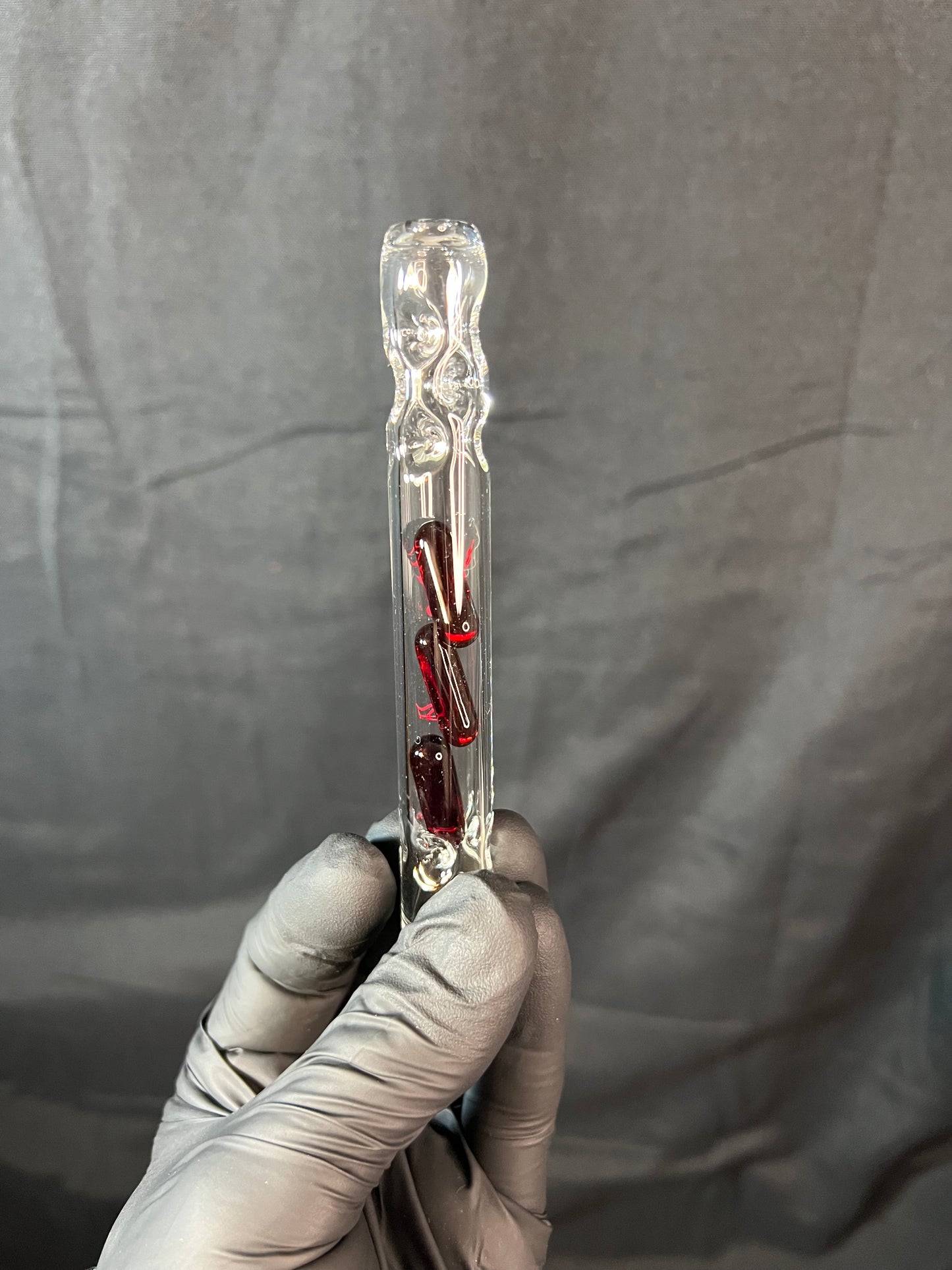 Tinymight Glass 3 Terp Pill Stem w/ dimpled mouthpiece - Red